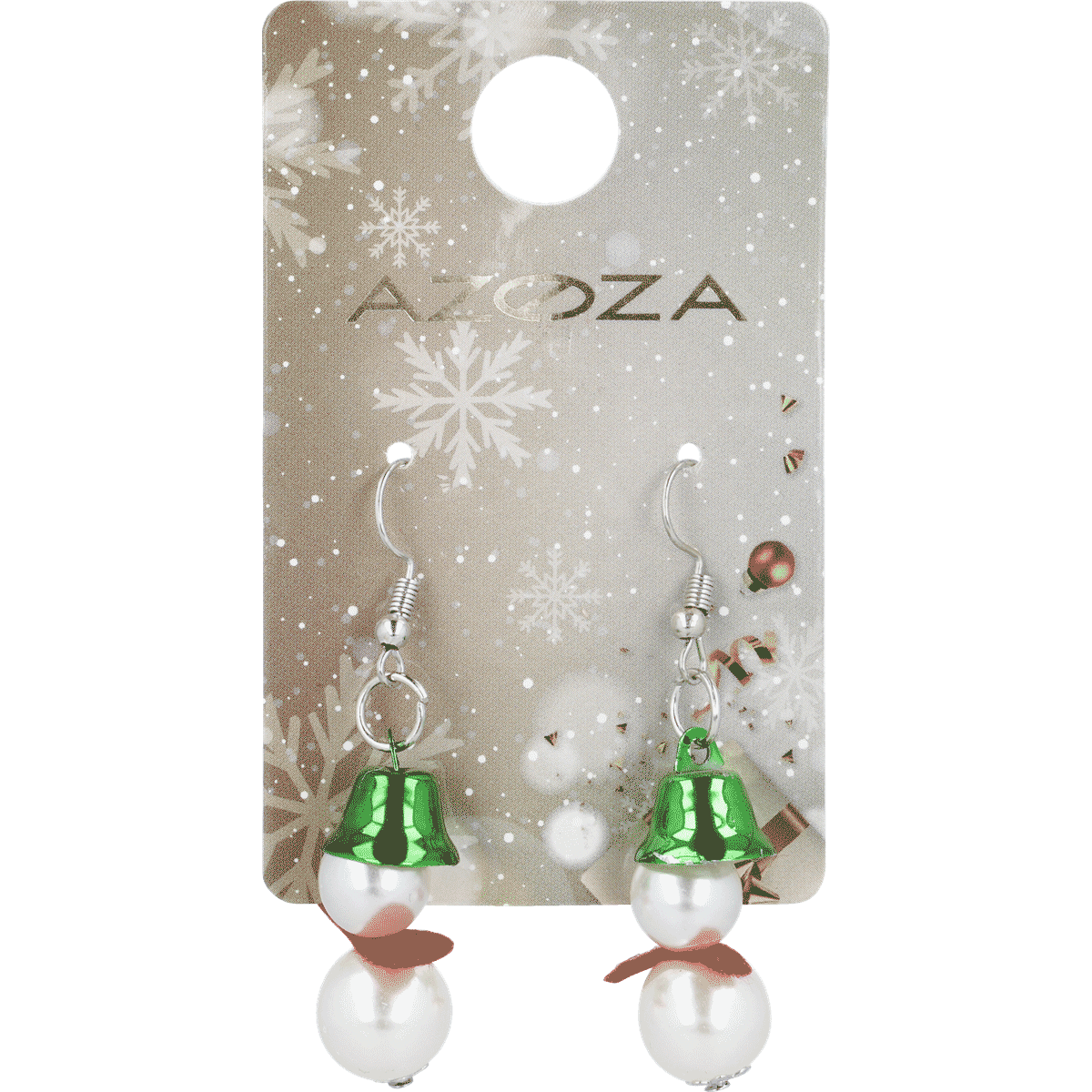 Weihnachts-Ohrringe, Glockenanhänger, grüne Glocken, Perlen, Schneemann-Design