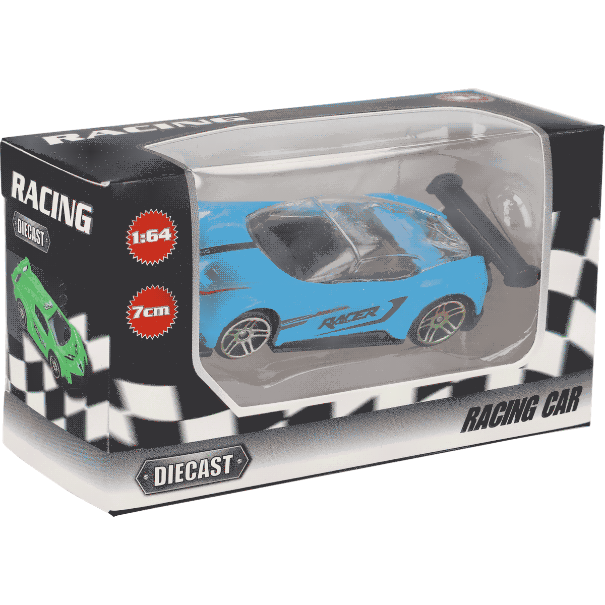 Racing-Auto, Diecast, Blaues Auto, Kleinskalig, 7 cm Länge, Racing Auto, Diecast, Blaues Auto, 7 cm, Fernbedienung Zubehör, Racingauto, Diecast, Blaues Auto, 7 cm, 1:64 Maßstab