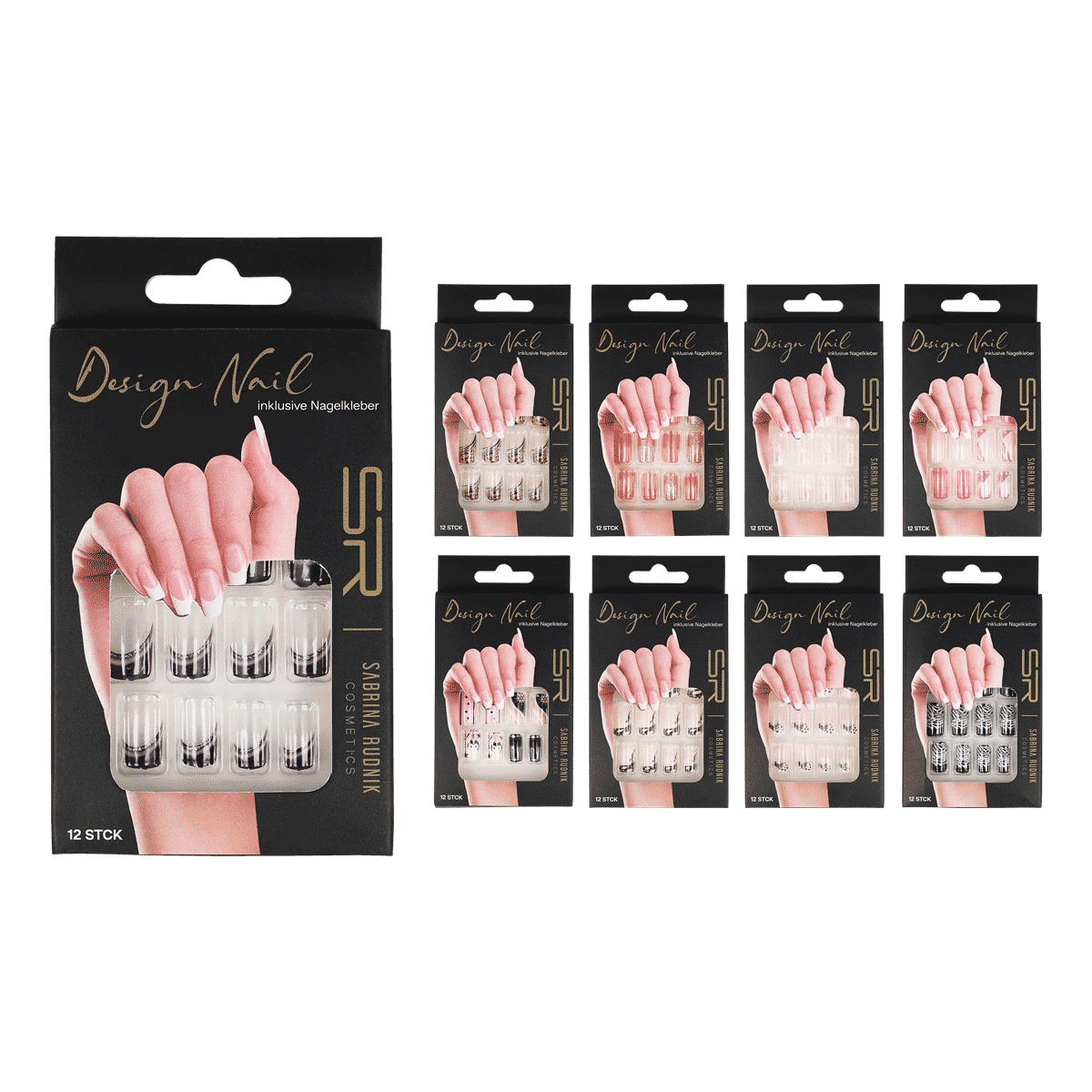 Nagellack, Nail Art, Kunstnägel, Nail Sticker Set, 12 Stück, Nailkunst, Nagelaufkleber, Künstliche Nägel, Gelnägel, Maniküre-Set, nail set, artificial nails, press-on nails, nail stickers, manicure kit