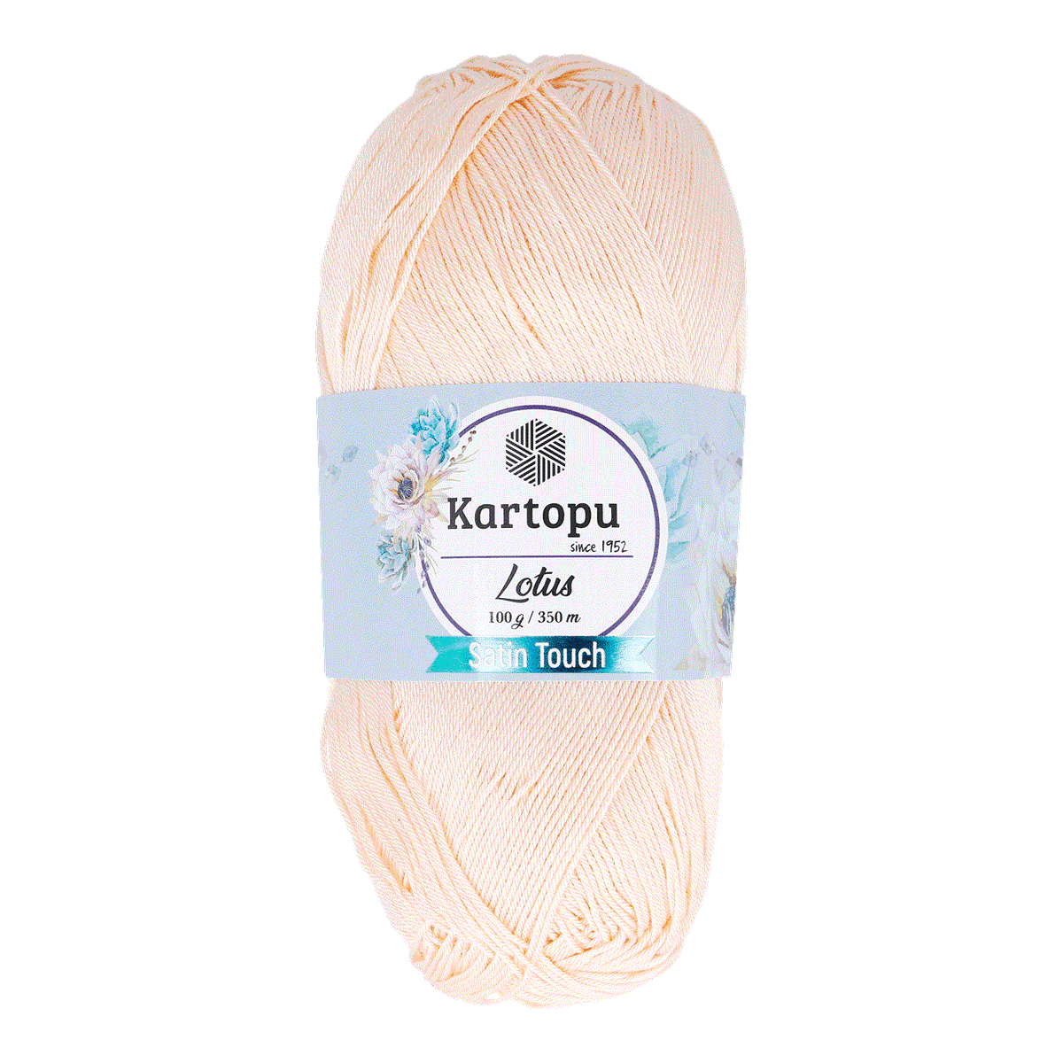 Satin Garn, Kartonpu, Lotus, 100 g, 350 m, Satin Garn, Garn Farbe, Lotus Garn, Satin Touch, Kartopu, Baumwollgarn, Satin, Dünn Garn, Hellpeach, Lotus