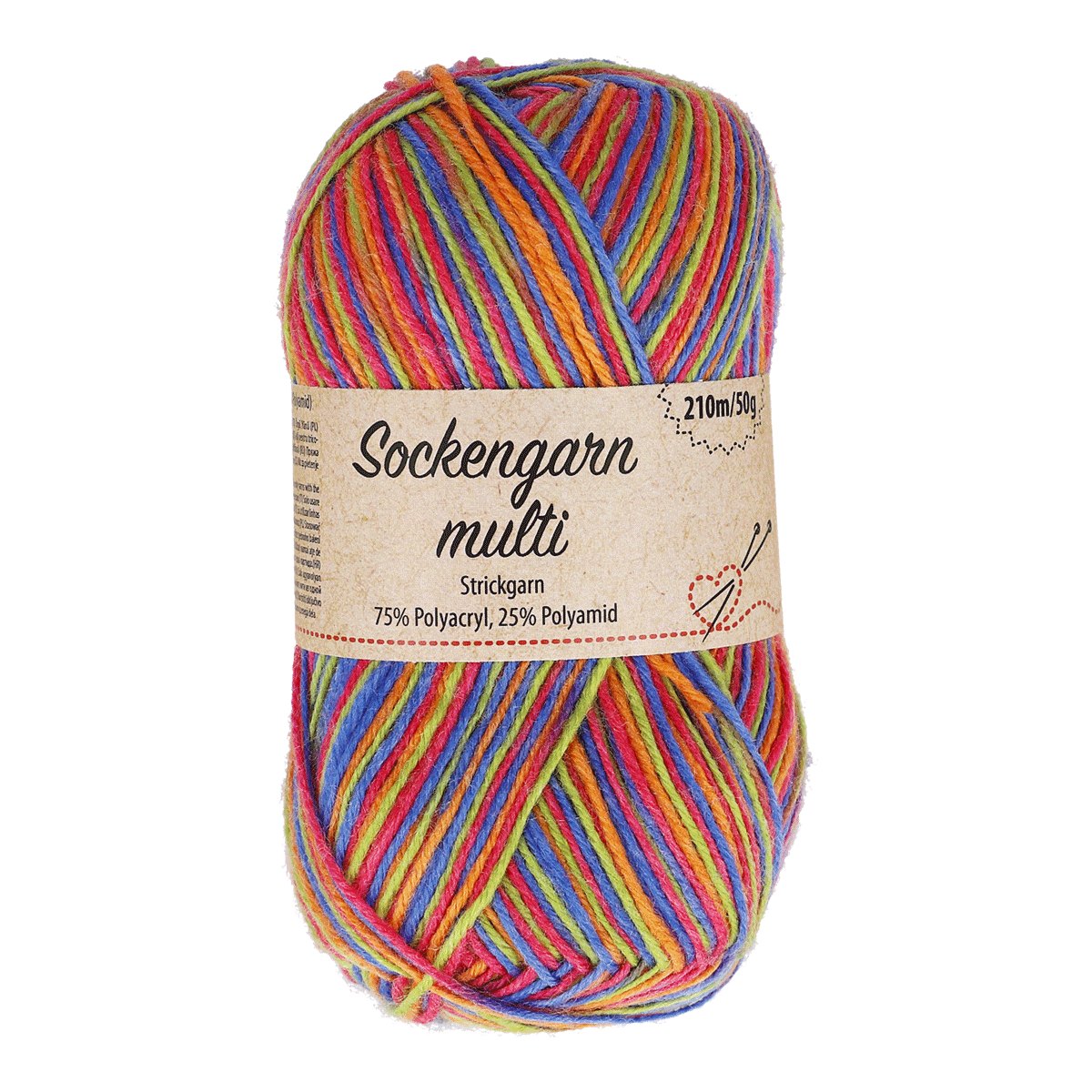 Sockenwolle, Multi, Garn, Strickgarn, 75-25 Polyacryl-Polyamid, Strickgarn, Mehrfarbig, Dreifädig, Polyacryl, Polyamid, Wolle, Multicolor, Sockengarn, Polyacryl, Polyamid