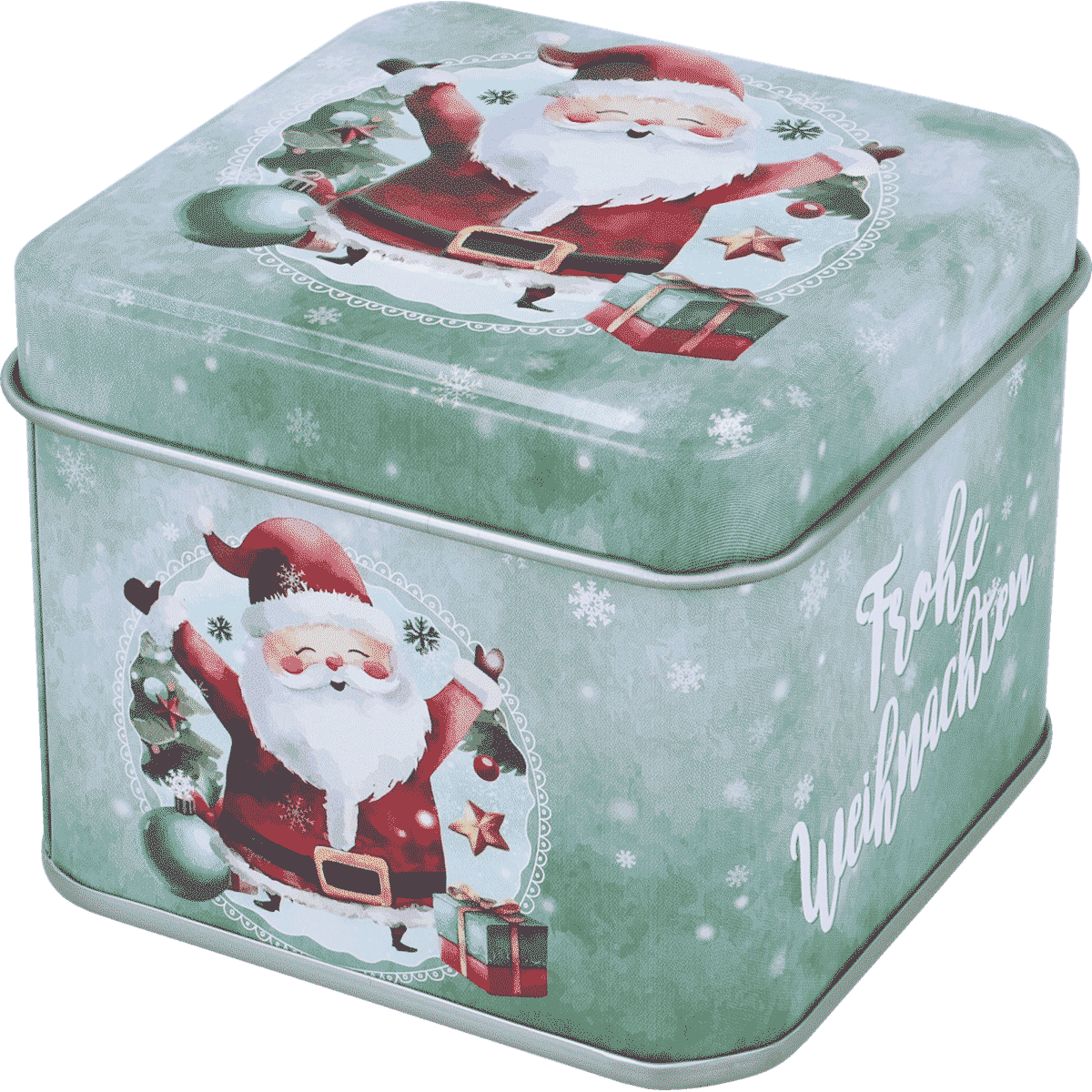 Weihnachtsdose, Metallbox, Santa, Weihnachtsmotiv, grün