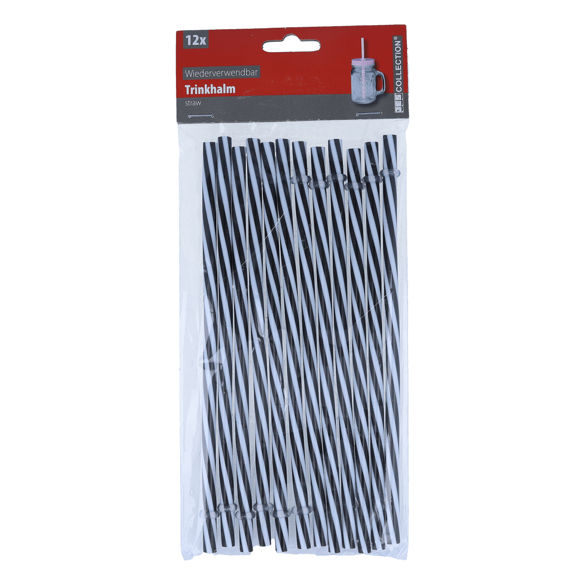 Trinkhalm, Strohhalme, Strohhalm-Pack, Glaswaren-Zubehör, wiederverwendbar, Trinkhalm, Strohhalme, Wiedervendbar, Kunststoff, Schwarz-weiß Muster, straws, drinking straws, spiral straw, plastic straw, pack of straws