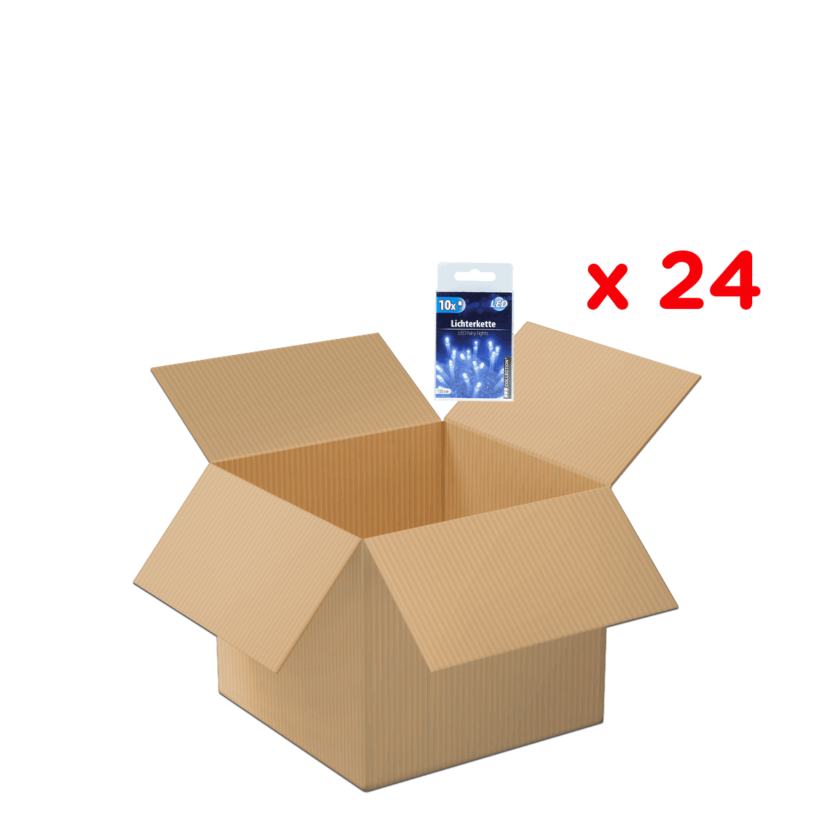 Kartonschachtel, Offene Box, Lichtketten, LED, 24 Stück, Kartonbox, offene Box, Lichtketten, LED-Lichter, Set 24, kartonschachtel, offen, leer, karton, packung