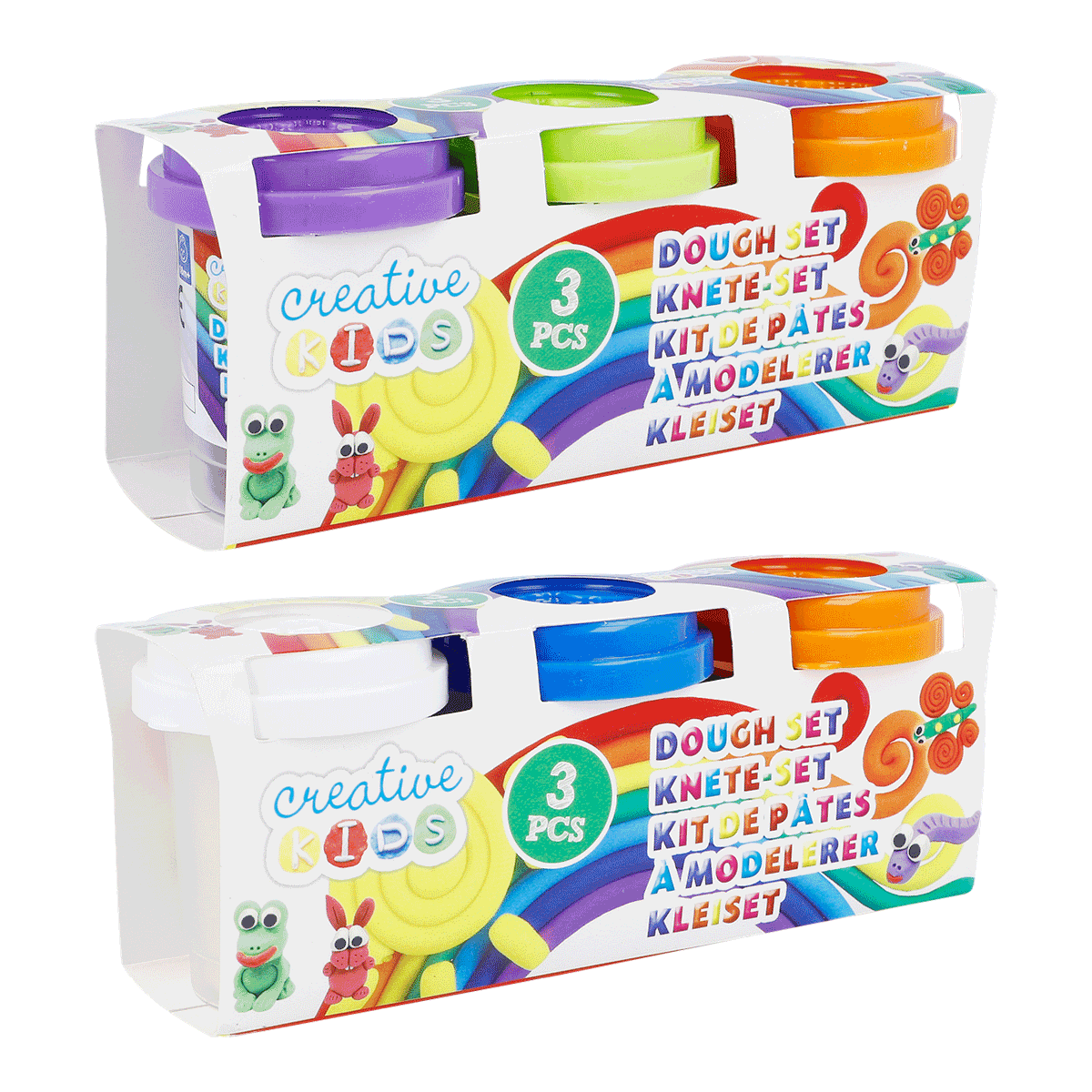 Dough Set, Knete, Kinder Bastelset, 3 Stück, Künstlerisches Spielzeug, Dough-Set, Kids-Set, Modelliermasse, Bunte, 3 Stück, Knete-Set, Knete, 3 Teile, Kinder, Knete-Box