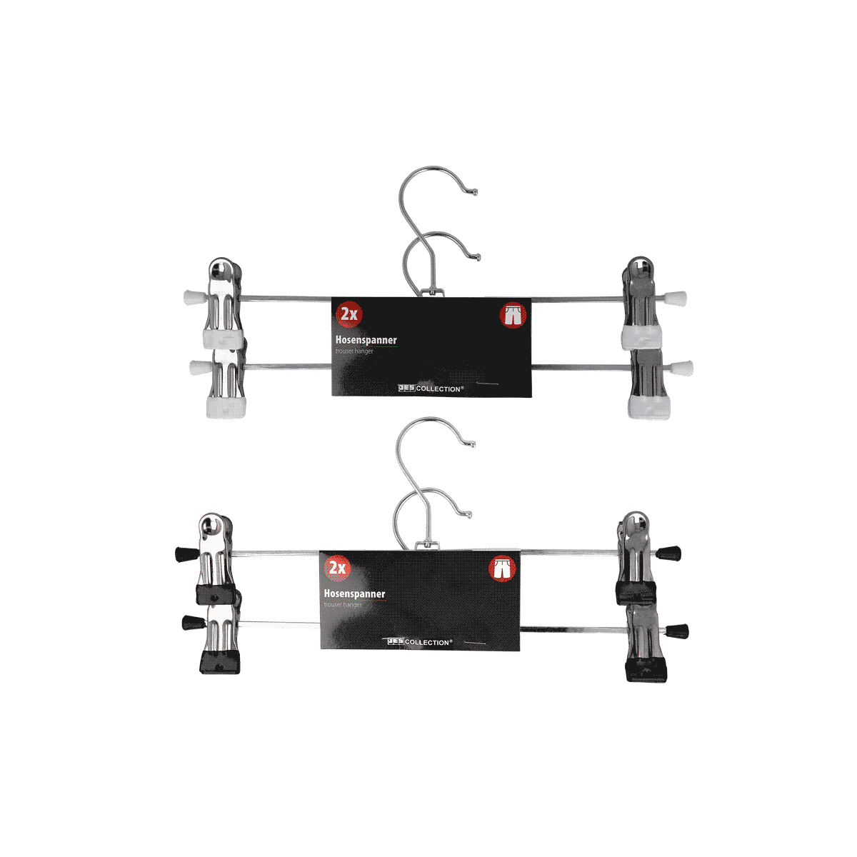 Hosenpannner, Kleiderbügel, Mehrfachhaken, Garderobe, Clips, Kleiderbügel, Klemmbügel, Zweierpack, Metallstangen, Clip-Bügelsystem, Hosenhalter, Kleiderbügel, 2x, Garderobenhalter, Kleiderbügel