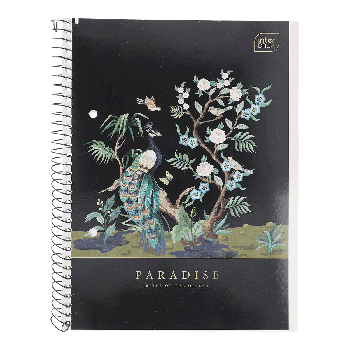 Notizbuch, Spiralband, Kunstcover, Pfau, Paradise, Notizbuch, Spiralbindung, Vogelmotiv, Paaritur, Paradise, notebook, spiral-bound, Pfau, Blumen, Paradies
