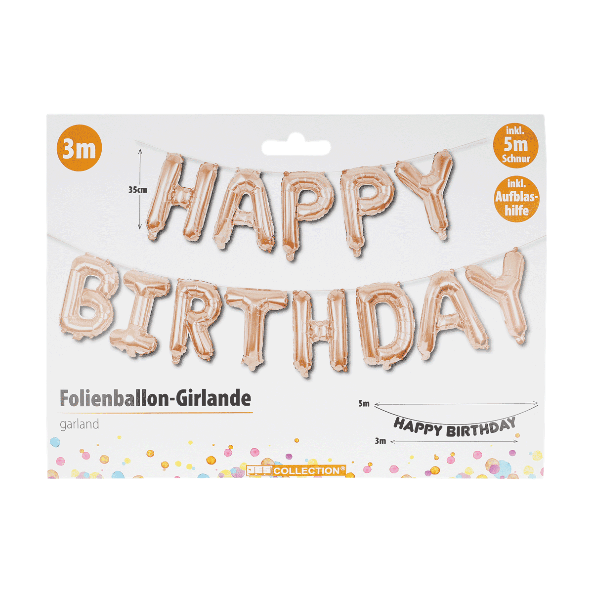 Girlande, Folienballon, Birthday, Beleuchtete Schrift, Dekoration, folienballon, girlande, geburtstag, ballonkette, deko-set, Fóilballon, Girlande, Happy Birthday, Ballon-Set, 3m Länge