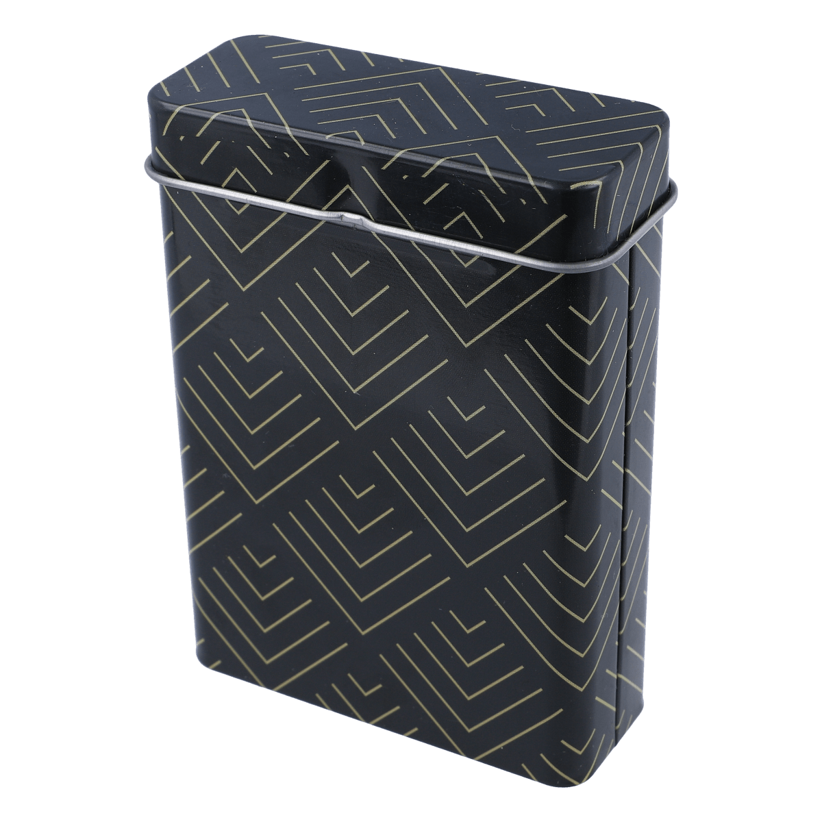 metallische Dose, rechteckige Dose, musterdose, deckeldose, Metallbehälter, Metallische Dose, Gemustertes Blechbehälter, Rechteckige Dose, Deckel, Metallbehälter, Box, Tin, Geometrisches Muster, Metalldose, Rechteckig