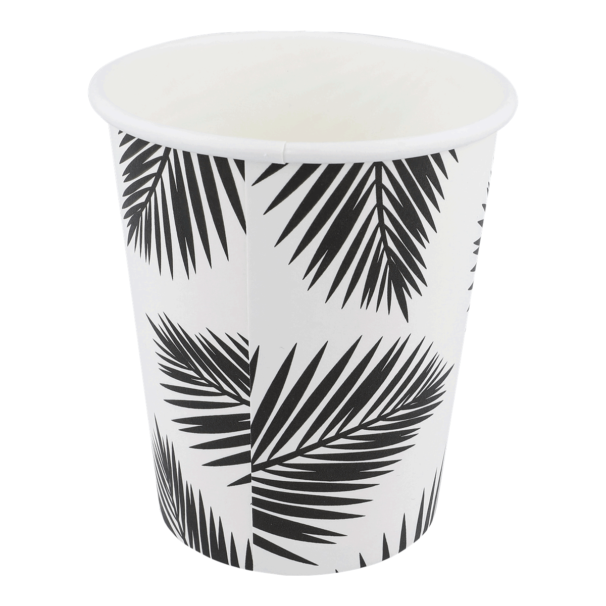 Pappteller, Palmblatt-Design, Schwarz-weiß, Einweg-Becher, Kaffee-/Getränkebecher, Pappbecher, Papierbecher, Palmenblatt Muster, Einweg Becher, Schwarz-Weiß Muster, Becher, Papierbecher, Palmblatt-Design, Schwarz-Weiß, Einwegbecher
