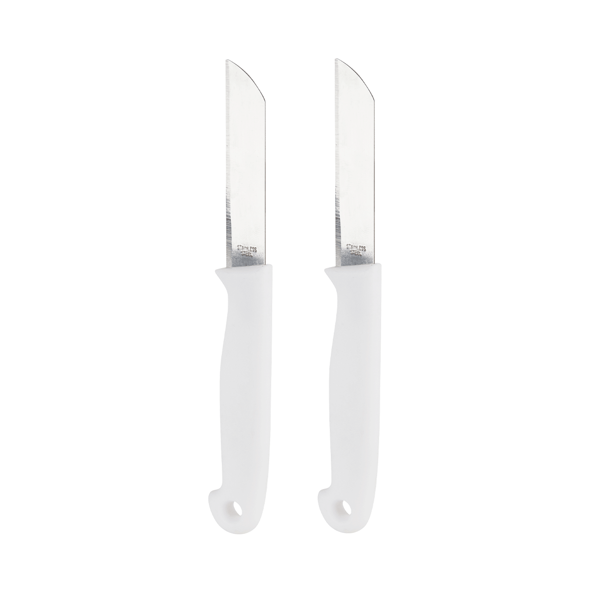 messer, steakmesser, edelstahl, weiß, klinge, kitchen knife, butter knife, stainless steel, white handle, set of two, kitchen knife, paring knife, stainless steel, white handle, double knife