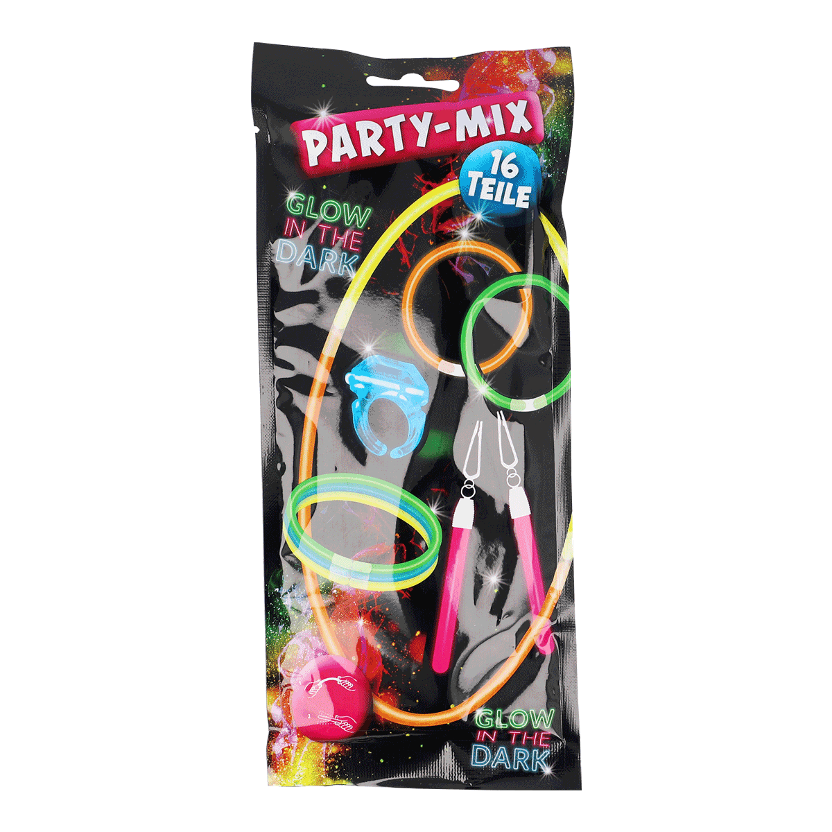 Neon-Hula-Hoop, Glows in the Dark, Party-Mix, Lichtstifte, Schmuck-Set, Partymix, Glow, Neon, Schmuckset, Beleuchtung, Party-mix, Glow-Armbänder, Neonringe, LED-Zubehör, 16-teile