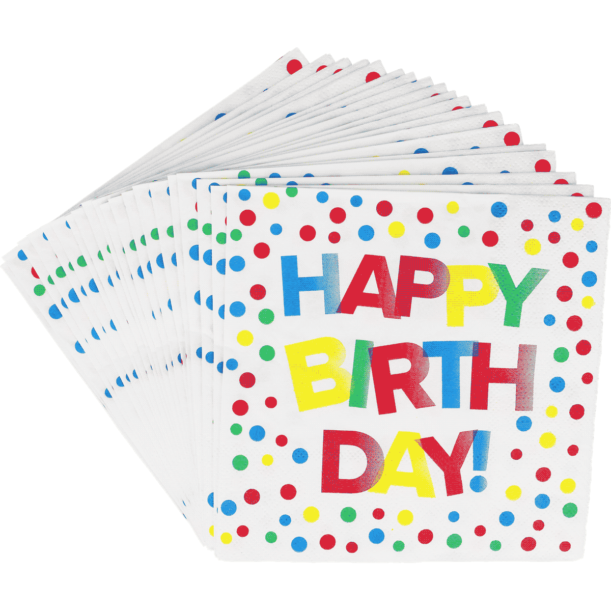 Geburtstagsdeko, Pappteller, Bunte Punkte, Happy Birthday, Einweg Geschirr, Party-Servietten, Geburtstag-Servietten, Bunte Punkte, Papierservietten, Happy Birthday, Birthday, Servietten, Konfetti, Bunte, Party