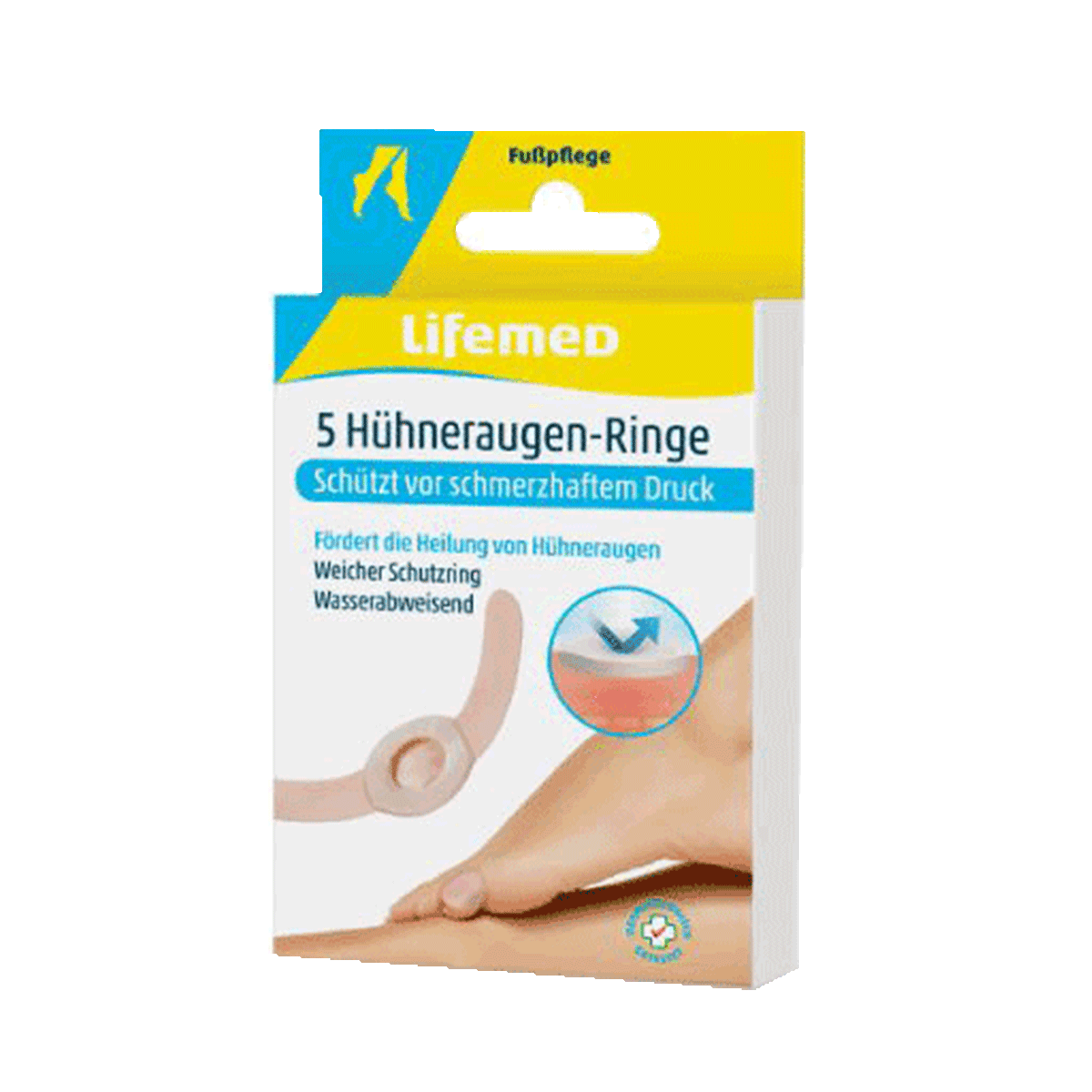 Hühnerauge-Ring, Schutzringe, Fußpflege, Weicher Schutzring, Wasserabweisend, Hühnerauge-Ringe, Schutz, Wasserabweisend, Weicher Schutzring, Finger/Zehen, Hühnerauge-Ring, Lifemed, Schutz, Wasserabweisend, Fußpflege