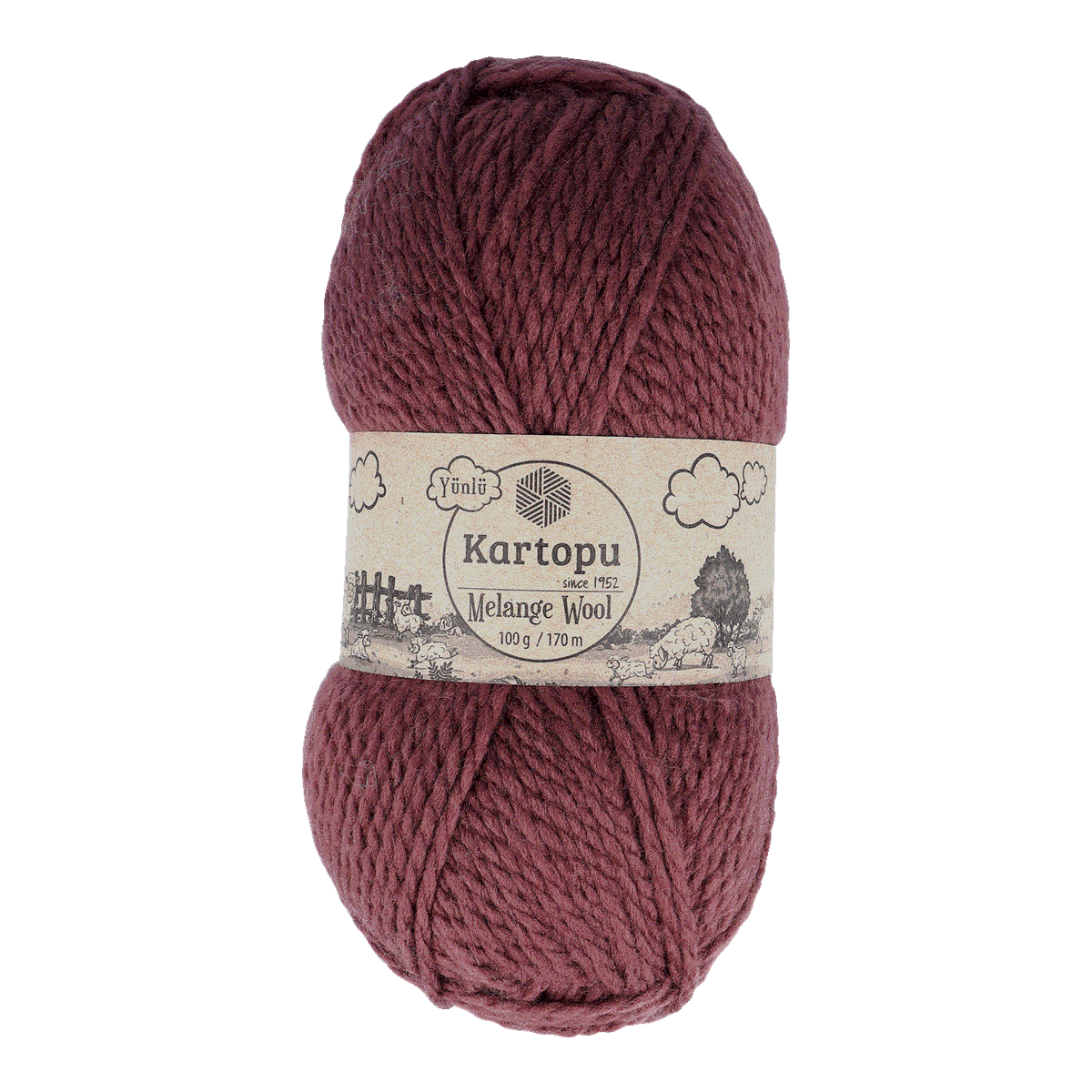 Wollknäuel, Merinowolle, Melange, Burgunderrot, Handarbeitsbedarf, Wolle, Garn, Melange, Borderot?, Strickgarn, Wolle, Melange, Karton Kartopu, Bordeaux, Knäuel