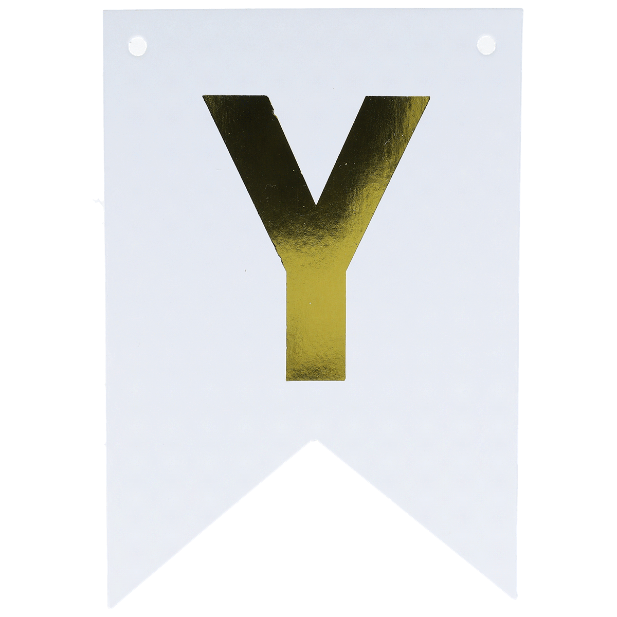 Flagge, Banner, Buchstabe Y, Gold, Weißer Hintergrund,  Buchstabe Y,  Goldfolie,  Banner,  Schild,  ausgeschnittene Form, Y-Fahne, Gold, Banner, V-förmige Ecke, Dekoration