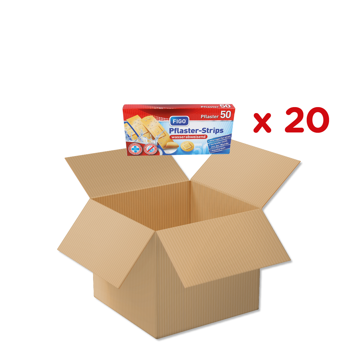 Pflaster-Streifen, Wundpflaster, Klebepflaster, Medizinisches Zubehör, Verband, Pflaster-Strips, Wundpflaster, Kartonbox, Verpackung, Medizinisches Produkt, Pflaster, Pflaster-Strips, Wundpflaster, Karton, Box