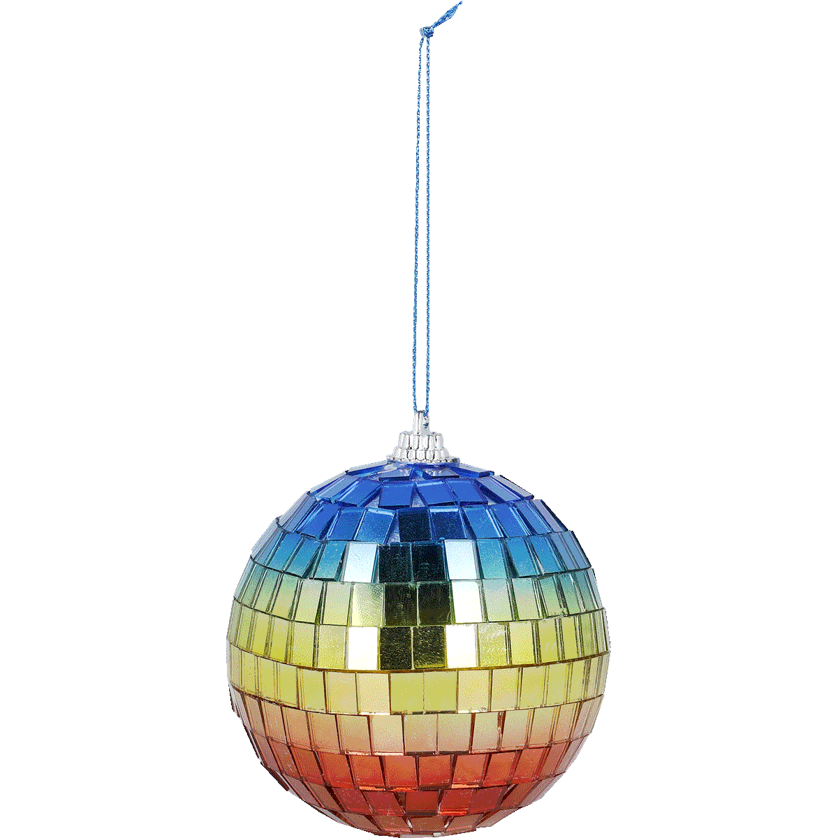 Spiegelkugel, Dekokugel, Mosaikspiegel, Regenbogenfarben, Aufhängeschnur