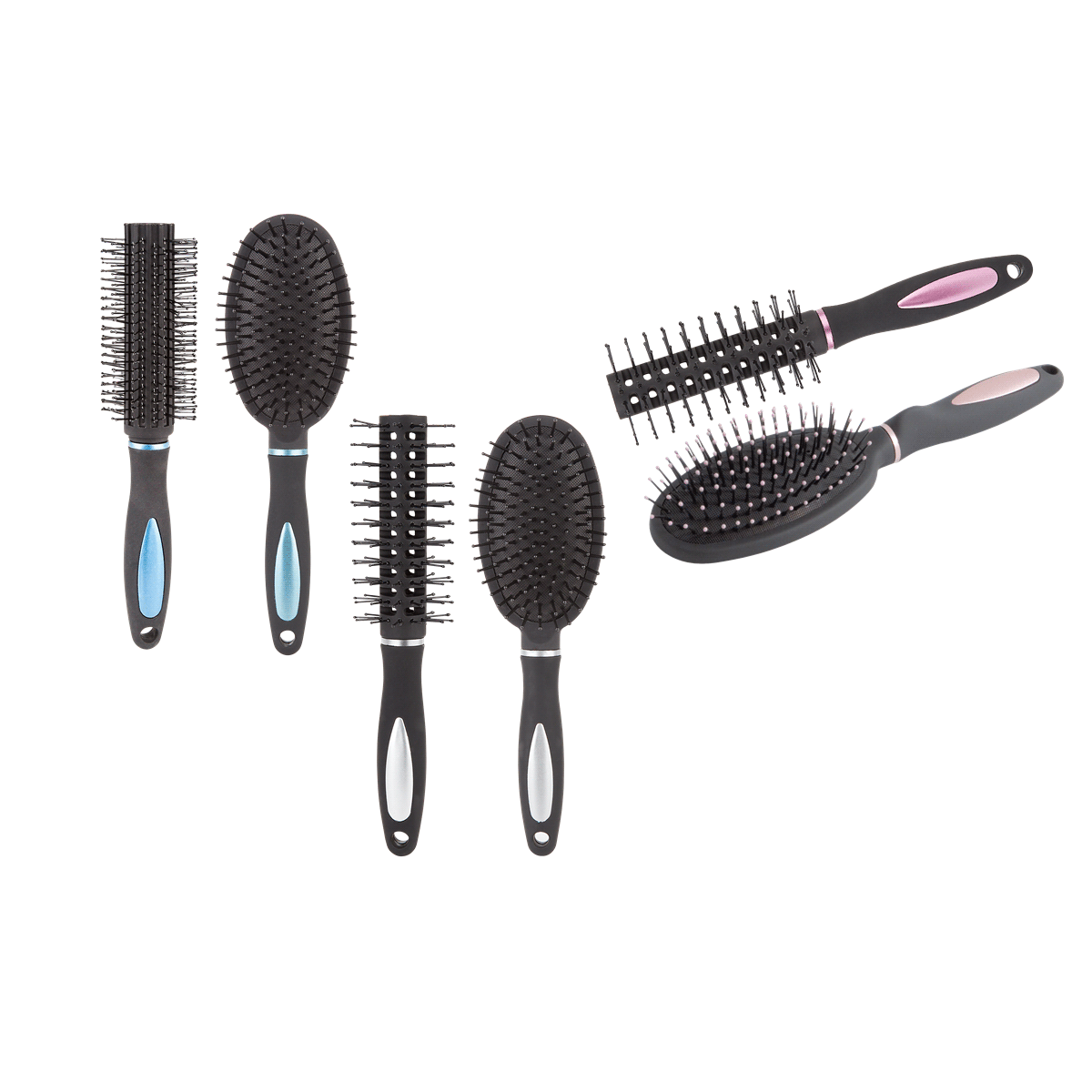 Haarschmuckbürste, runde Bürste, Entwirrbürste, belüftete Bürste, Kopfhautbürste, Haarbürsten, Rundbürste, Paddelbürste, Kamm, Bürstenkopf, Haarbürsten, Rundbürste, Paddle Brush, Kamm, Frisierbürsten-Set