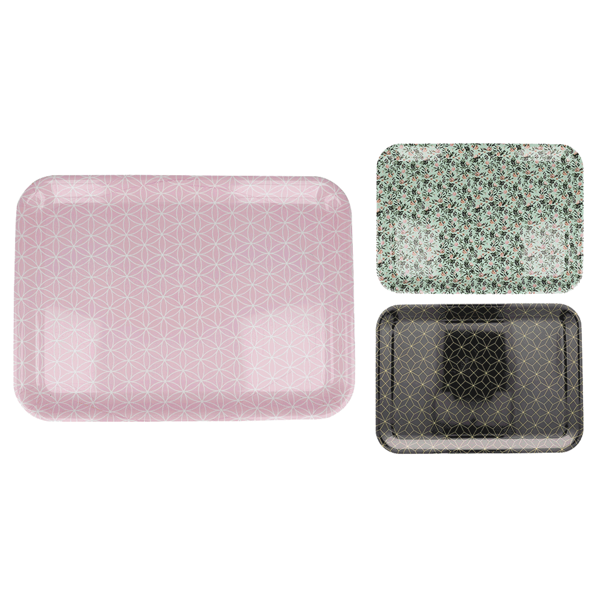 brotdose, Metallisch, rosé, geometrisch, setteteile, pinkesTablett, geometrischesMuster, abgerundeteEcken, Rechtecktablett, metallische Oberfläche, Tablett, gemustert, rosa, Metall, rechteckig