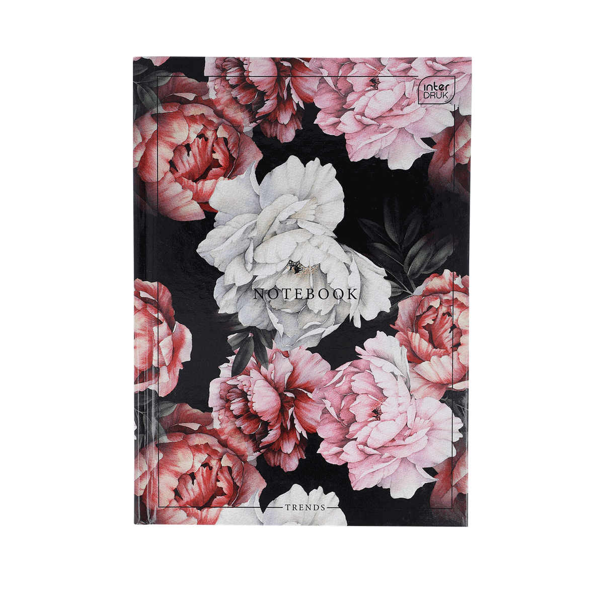 notebook, journal, floral, rose, pattern, Notebook, Blumenmuster, Kunstleder, Schwarz, Klarsichtumschlag, Notizheft, Notizbuch, Blumenmuster, Kunstlederoptik, rosa schwarz