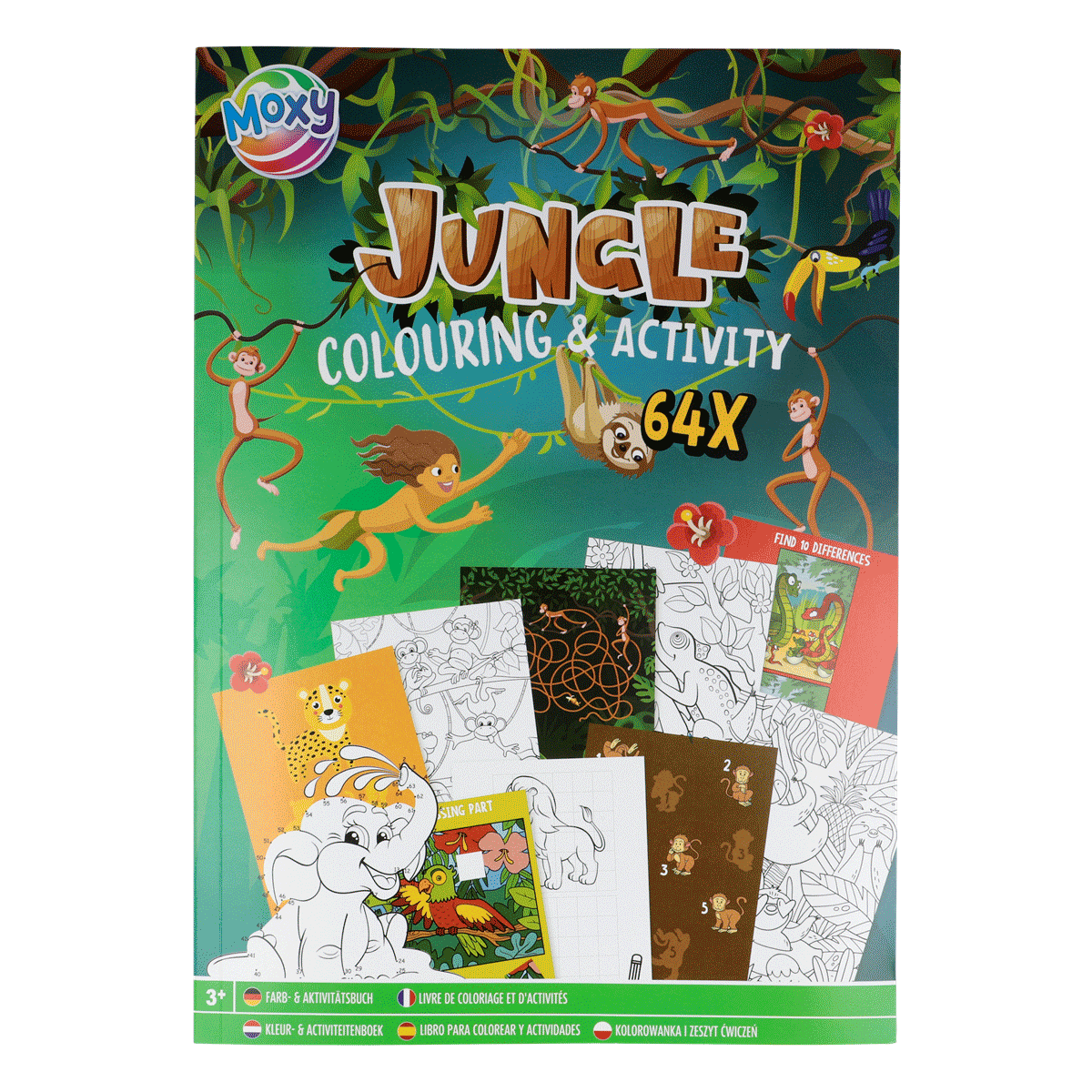 Jungle, Ausmalbuch, Aktivitätsbuch, 64x, Kinderkunst, Dschungel, Ausmalen, Aktivität, 64x, Kinderbuch, Dschungel, Ausmalbuch, Aktivitätsbuch, 64x, Kinderkunst