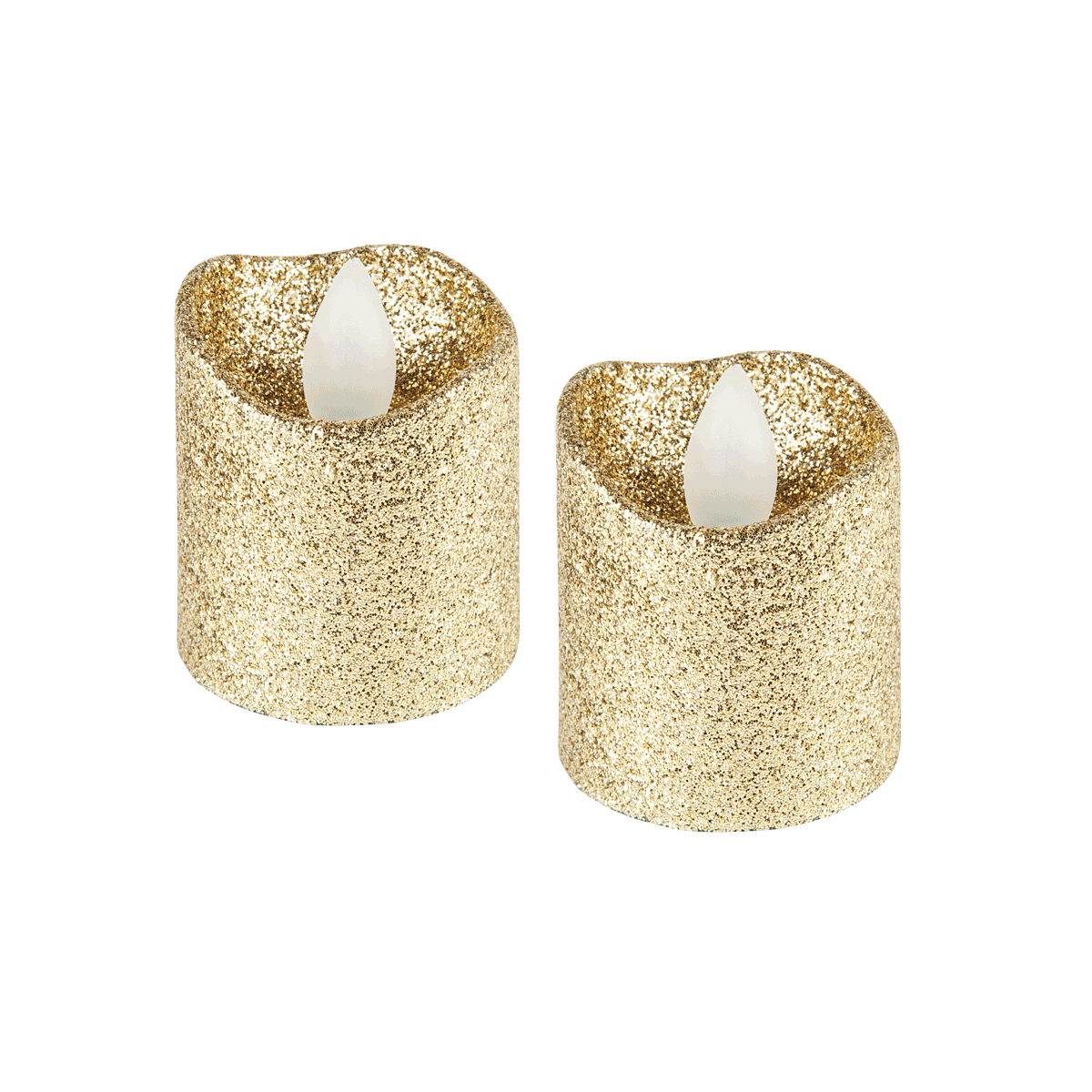 kerzen, glitzernd, gold, duo-kachelkerze, tellerkerze