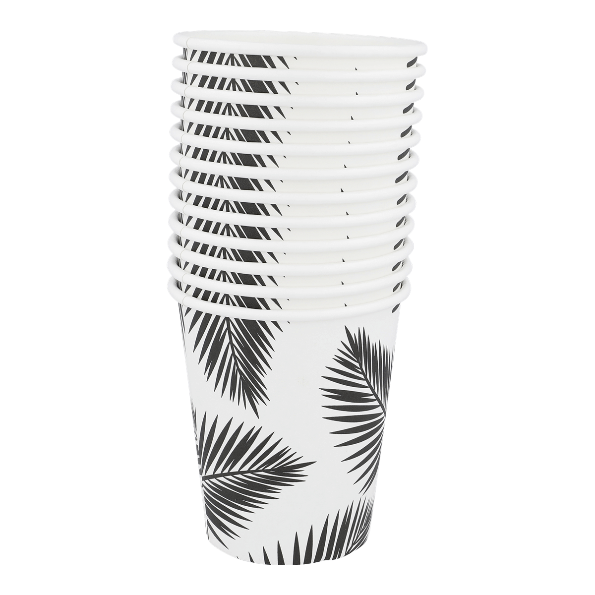 Becher, Papper, Papierbecher, Palmendruck, Einwegbecher, Papperbecher, Papierbecher, Becher mit Palmblatt-Muster, Palmblatt-Design, Einwegbecher, Becher, Papierbecher, Palmblatt-Design, Einwegbecher, Kaffeebecher