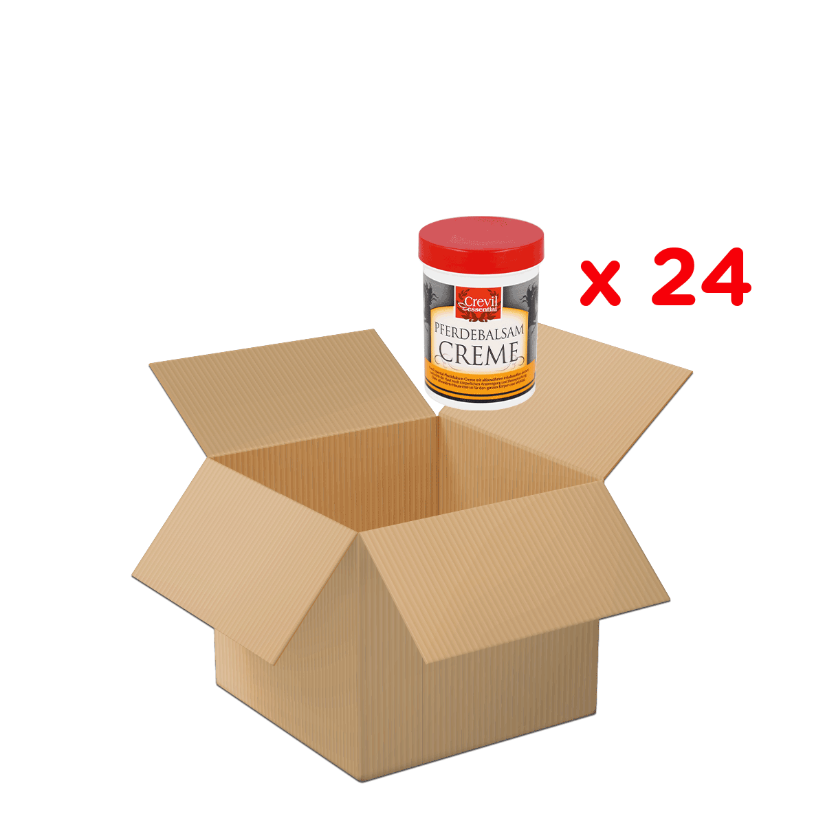 Pferdebalsam, Creme, Kartonbox, Verpackung, Multipack, Pferdebalsam Creme, Creme, Kartonbox, Deckelrot, 24 Stück, Pferdebalsam, Creme, Kartonbox, Beutelgröße, 24 Stück