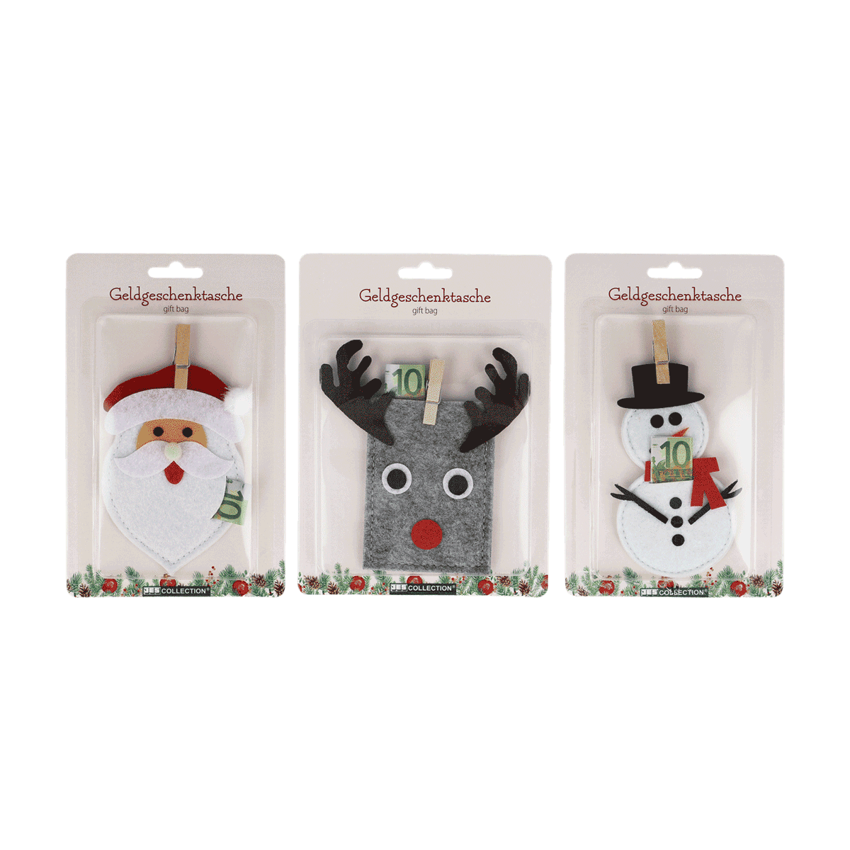 Gutschein Tasche, Weihnachtsdekoration, Geldgeschenk, Santa Claus, Rentier