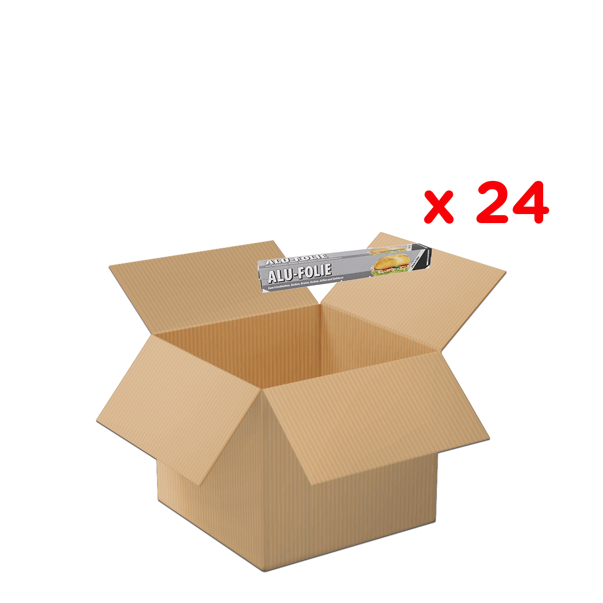 Kartonschachtel, Umverpackung, Kartonbox, Lagerbox, 44x44x44 cm, Kartonschachtel, offen, braun, verpackung, Kiste, Kartonbox, Offenes Karton, Alufolie, Folienrolle, Verpackung