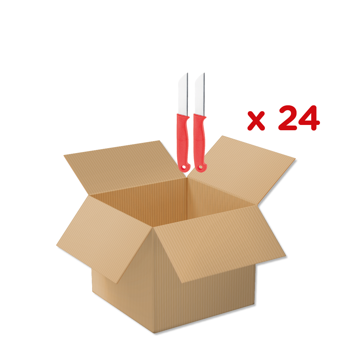 Pappe, Kasten, Kasten offen, Messer, Kasten-Set x24, kartonagepäck, offenes karton, messer, bruchmesser, schwarz?, box, offener karton, schneidwerkzeug, küchenmesser, messer klinge