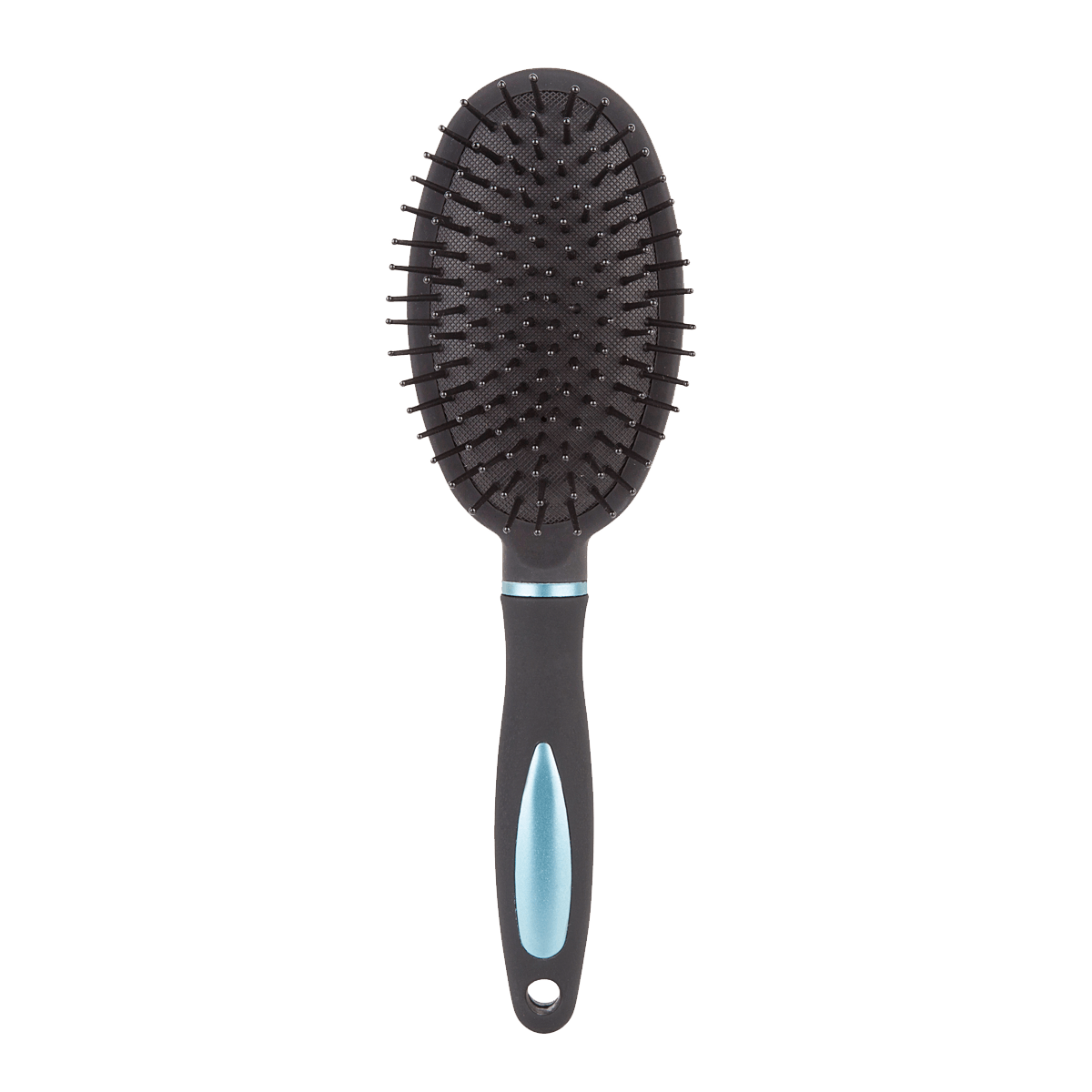 Haarkbrush, Haarbürste, Ovalbürste, Kopfhaarpflege, Kunststoffgriff, Haarbürste, Oval, Kunststoff, schwarz, Durchmesser groß, Haarbürste, Anti-Rutsch-Griff, Kopfform oval, Kunststoff, schwarz- blau