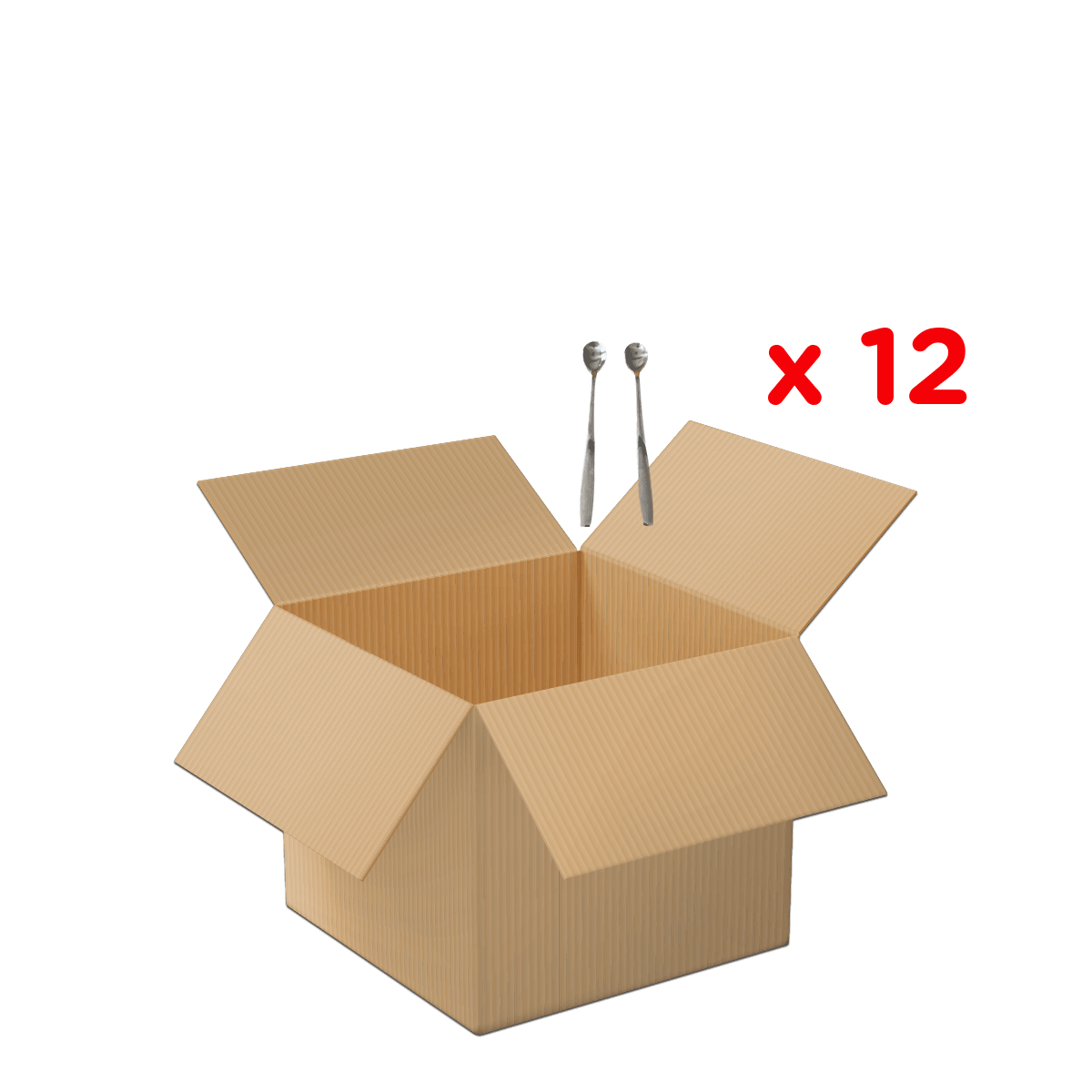 Box, Karton, offene Box, Besteck, Löffel, Pappe, Schachtel, offene Schachtel, Verpackungskiste, Löffel enthalten, Kartonbox, Offensichtlich leer, Kartonage, Open box, Löffel