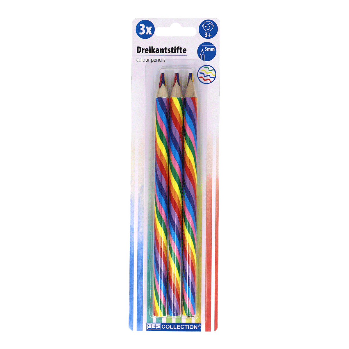 bunte Kerzen, gedrehte Stifte, Wachskerzen, Dreikantstifte, Kinderkohle, buntstifte, drehstifte, kolorierte bleistifte, 3er pack, 5mm spitze, buntstifte, drehkerzen, 3er-pack, zylinderform, farbige streifen