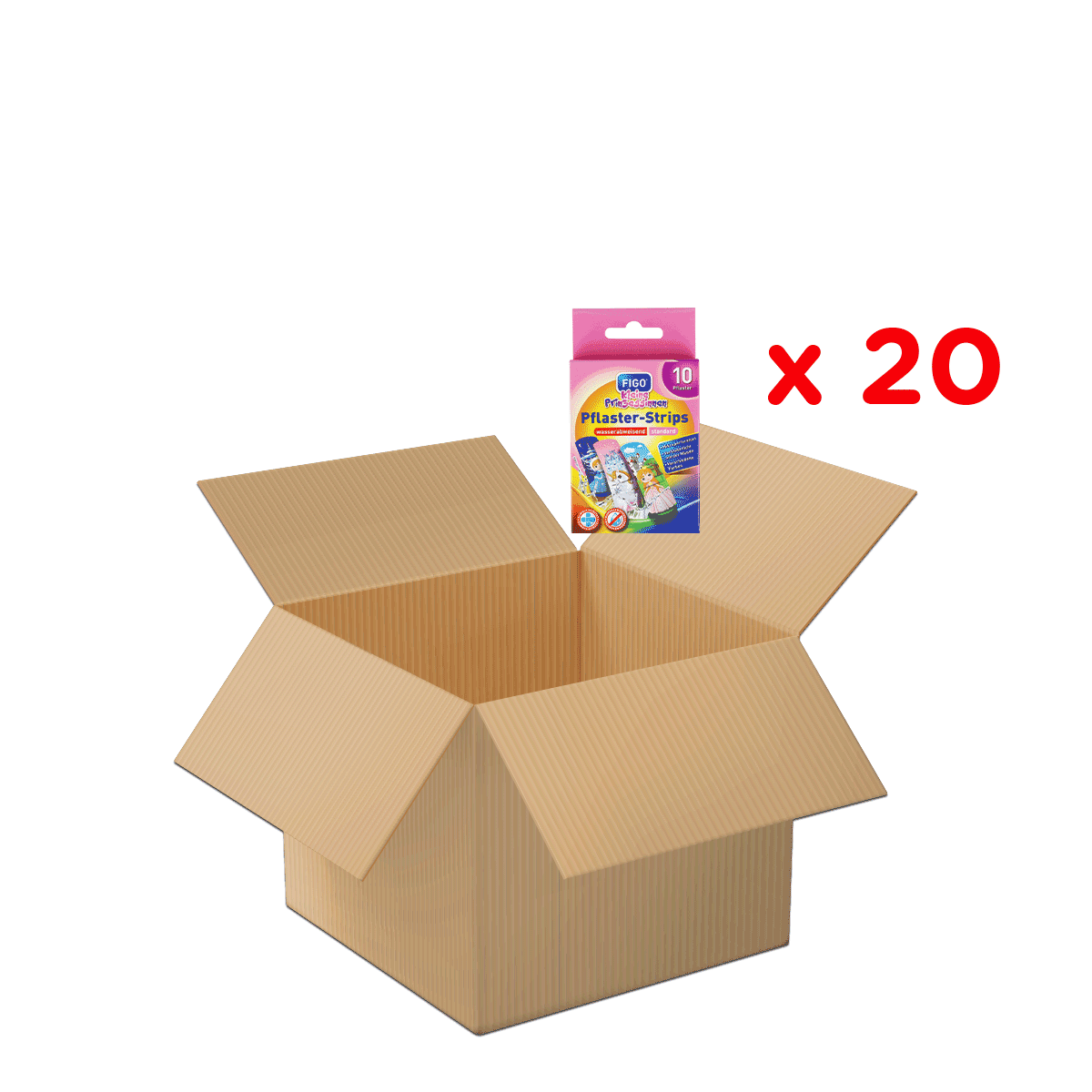 kartonbox, offene box, verpackung, karton, packs x20, kartonbox, kartonage, versandkarton, box, packaging, Kartonschachtel, offenes Karton, Beutelspender, Pflaster-Strips, Großpackung