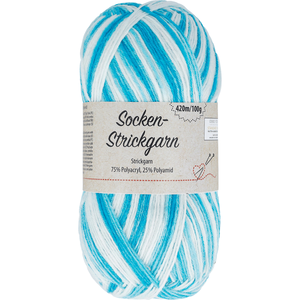 Sockenstrickgarn, Strickgarn, Polyacryl, Baumwollmix, Buntes Garn, Socken-Strickgarn, Strickgarn, 75% Polyacryl, 25% Polyamid, Buntes Garnmuster, Sockenwolle, Strickgarn, Bobbelgarn, Mehrfarbig, Garnrolle