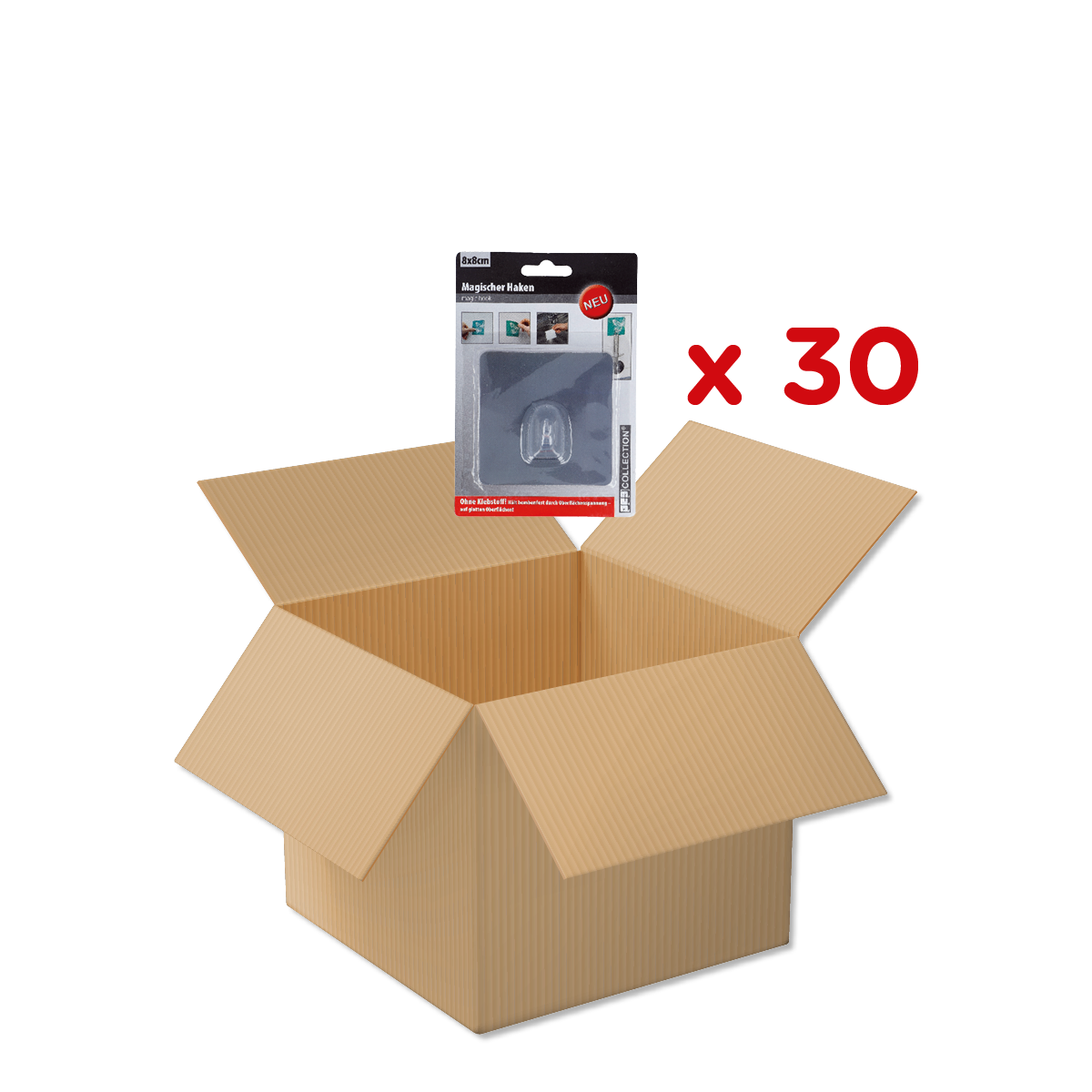 box, Karton, offene Schachtel, Verpackung, Haken Produkt, box, Pappelkartonbox, unbesiegelt, Verpackung, Inhalt nicht sichtbar, Haken, Möbelfix, Clip, Universell, Haken-Set