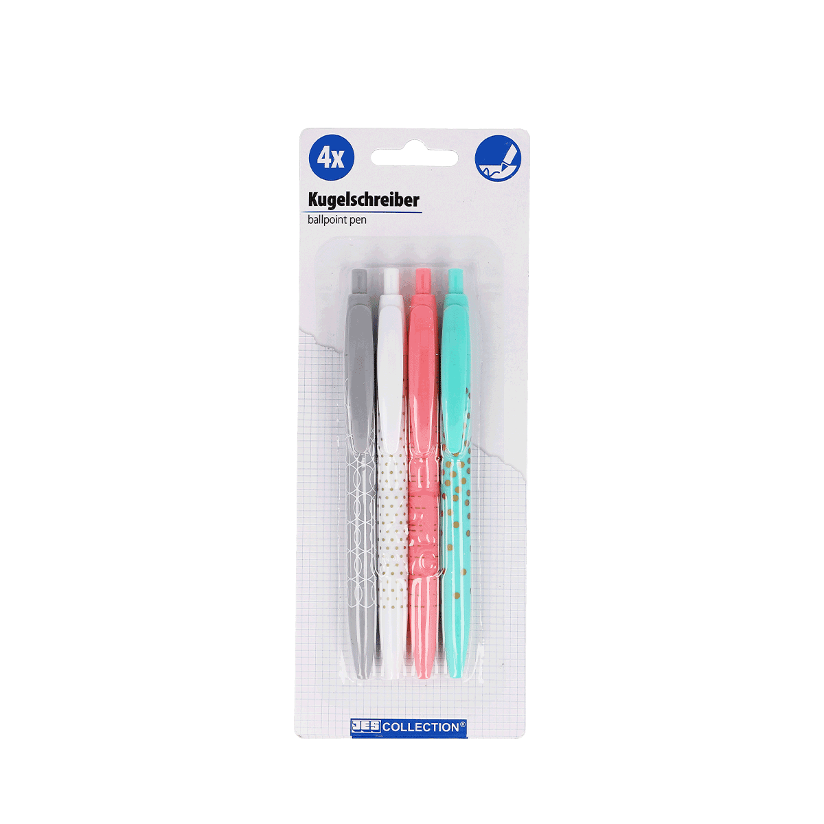 Kugelschreiber, Ballpoint, Pen, Mehrfarbig, Set 4er, Kugelschreiber, 4x, bunte Farben, Metallclip, Verpackung, Kugelschreiber, StiftSet, mehrfarbig, 4erSet, Kohlestift?