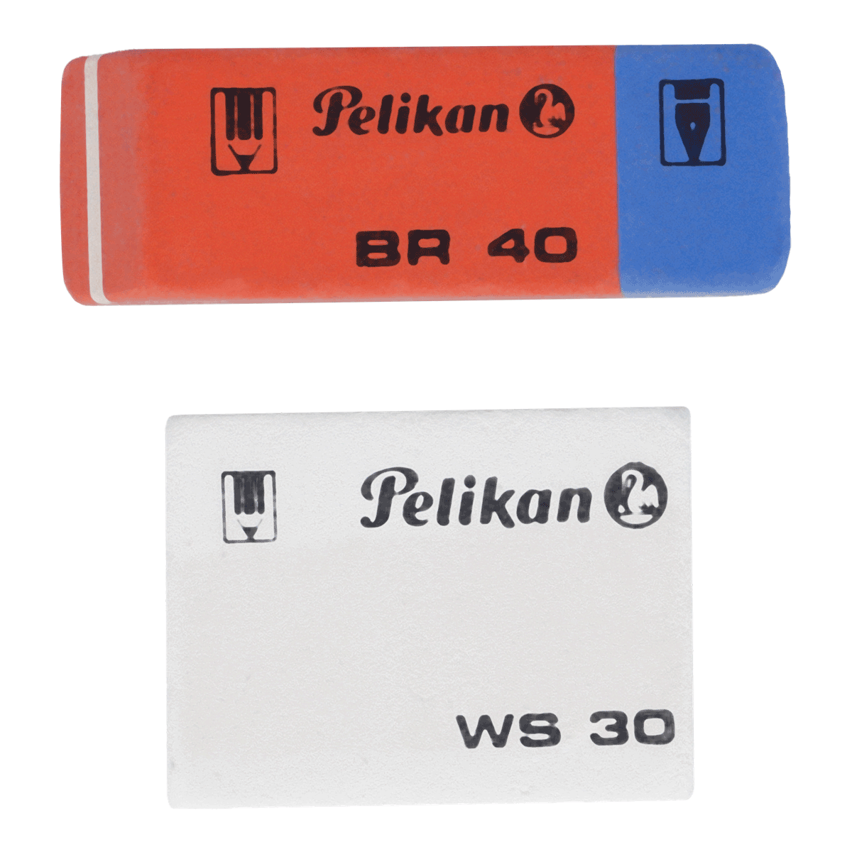 abziehkacheln, pelikan, wischer, ws 30, ba 40, kitchen sponge, domestic tool, rot/blau/weiß, Pelikan Logo, WS 30, Schnittschwamm, Pelikan-Schreibspezial, Kartenradiergummi, RWerkslogo, Kleiner Spitzer
