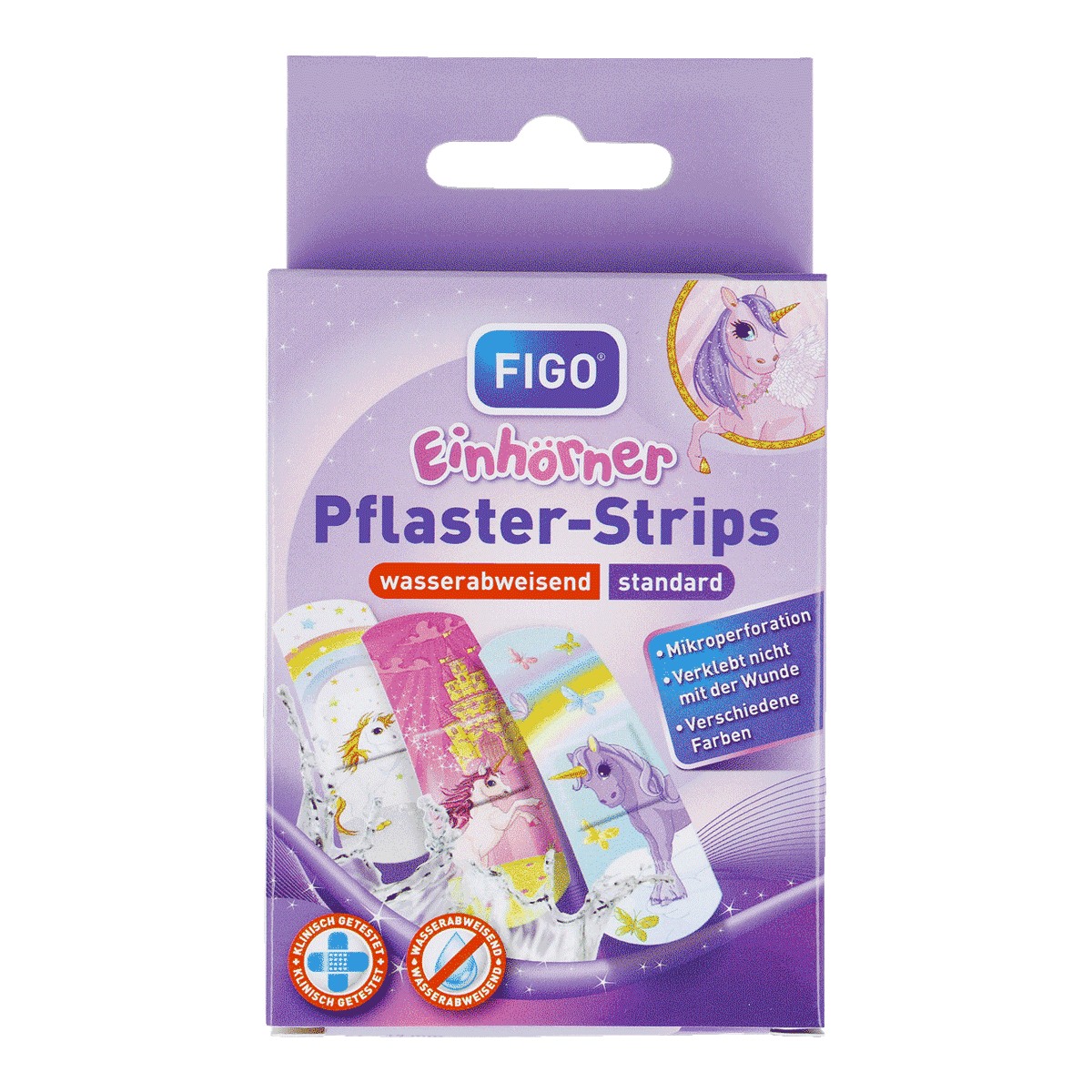 Pflasterstrips, Wasserabweisend, Standard, Mikroperforation, Unicornen, Pflaster-Strips, Einhörner, Wasserabweisend, Standard, Kinderpflaster, Pflaster-Strips, Pflegeklebepflaster, Wasserabweisend, Unicorn-Motiv, Kinderpflaster
