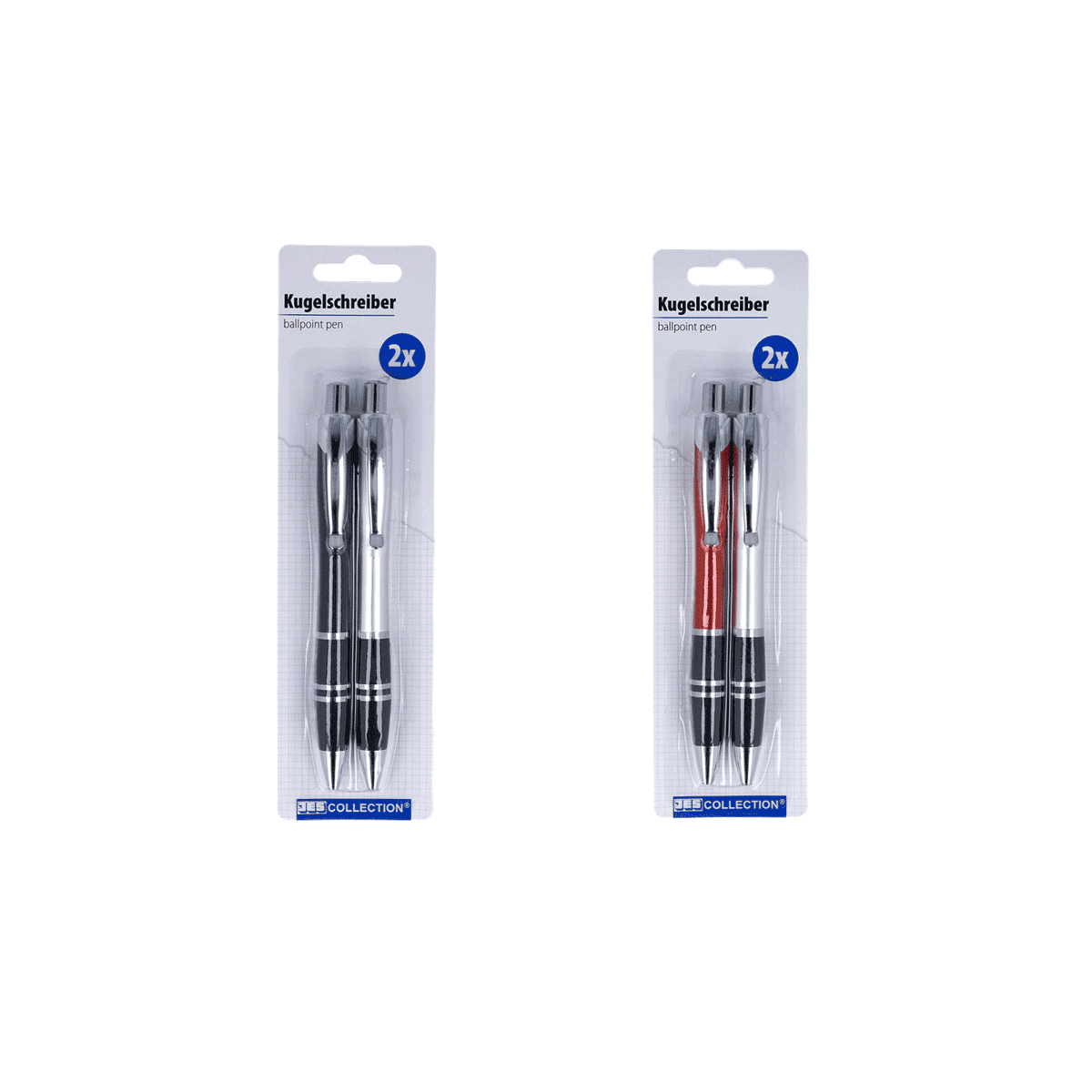 Kugelschreiber, Stift-Set, Metallclip, schwarzsilber, Packung zu 2, Kugelschreiber, 2x, Metall, schwarz, rot, Kugelschreiber, Ballpoint pen, 2x, Kugelschreiber-Set, Schwarz/Rot-Variante
