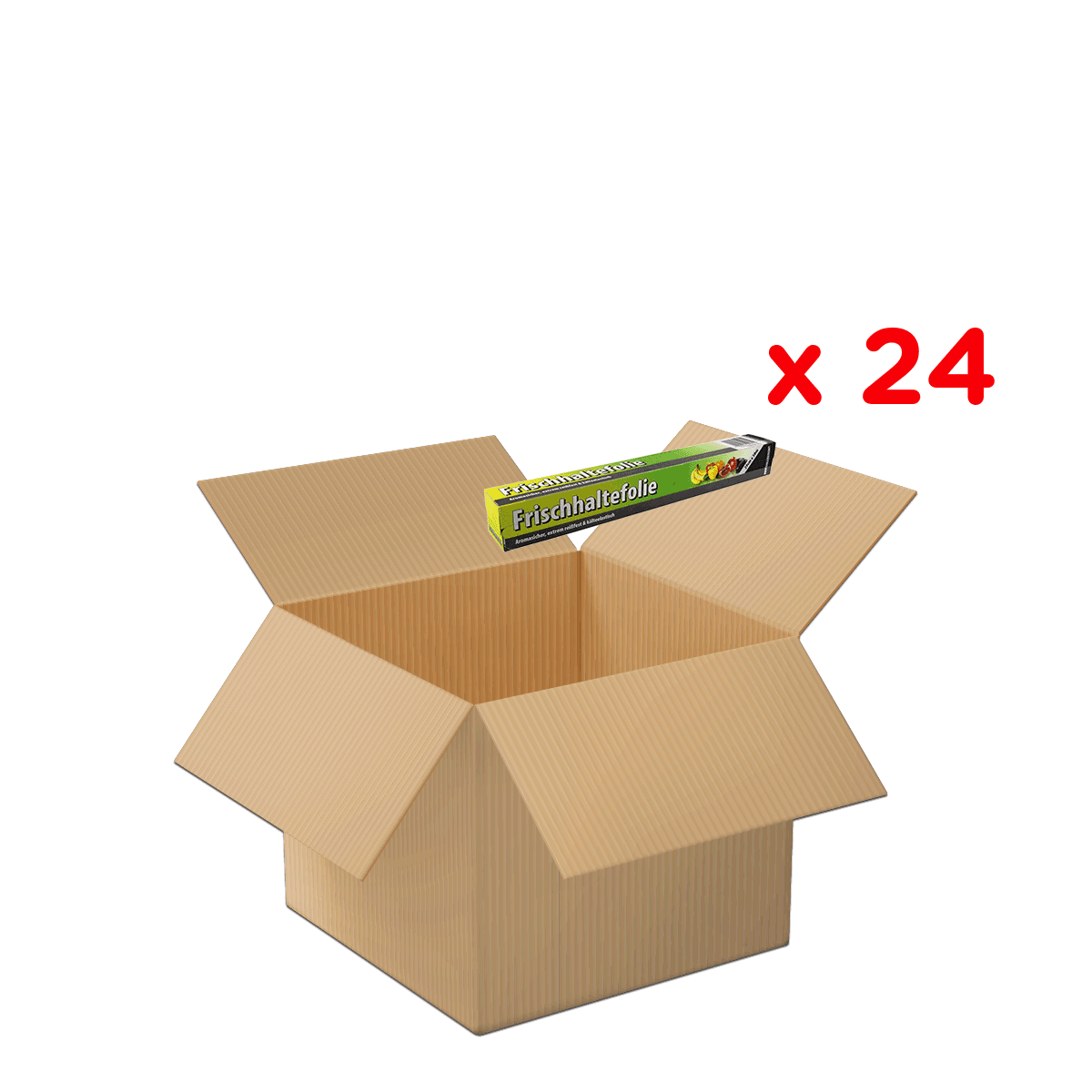 Kartonbox, offene Box, Frischhaltefolie, Verpackungskiste, Großes Verpackungsbox, Kartonbox, offene Schachtel, Verpackung, Frischhaltefolie, Rolle Folie, Kartonbox, Umzugskarton, Offenes Karton, Lieferverpackung, Oberfläche Karton
