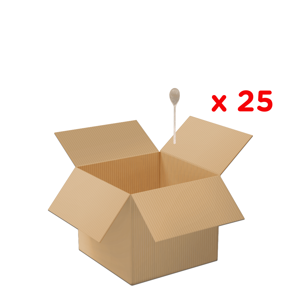 Kartonschachtel, offene Schachtel, Box, Löffel, 25 Stück, karton, Umzugskarton, Box, Löffel, 25 Stück, Kartonbox, Offene Box, Einweglöffel, Lieferumfang, 25 Stück