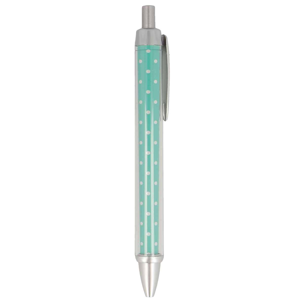 Stift, Kugelstift, Polka-Dot, Mint, Kunststoff, Kugelschreiber, Gummi, Polka Dots, mintgrün, Metall, Kein Markenname, Kugelschreiber, Mintgrün, Punkte Muster, Metallclip