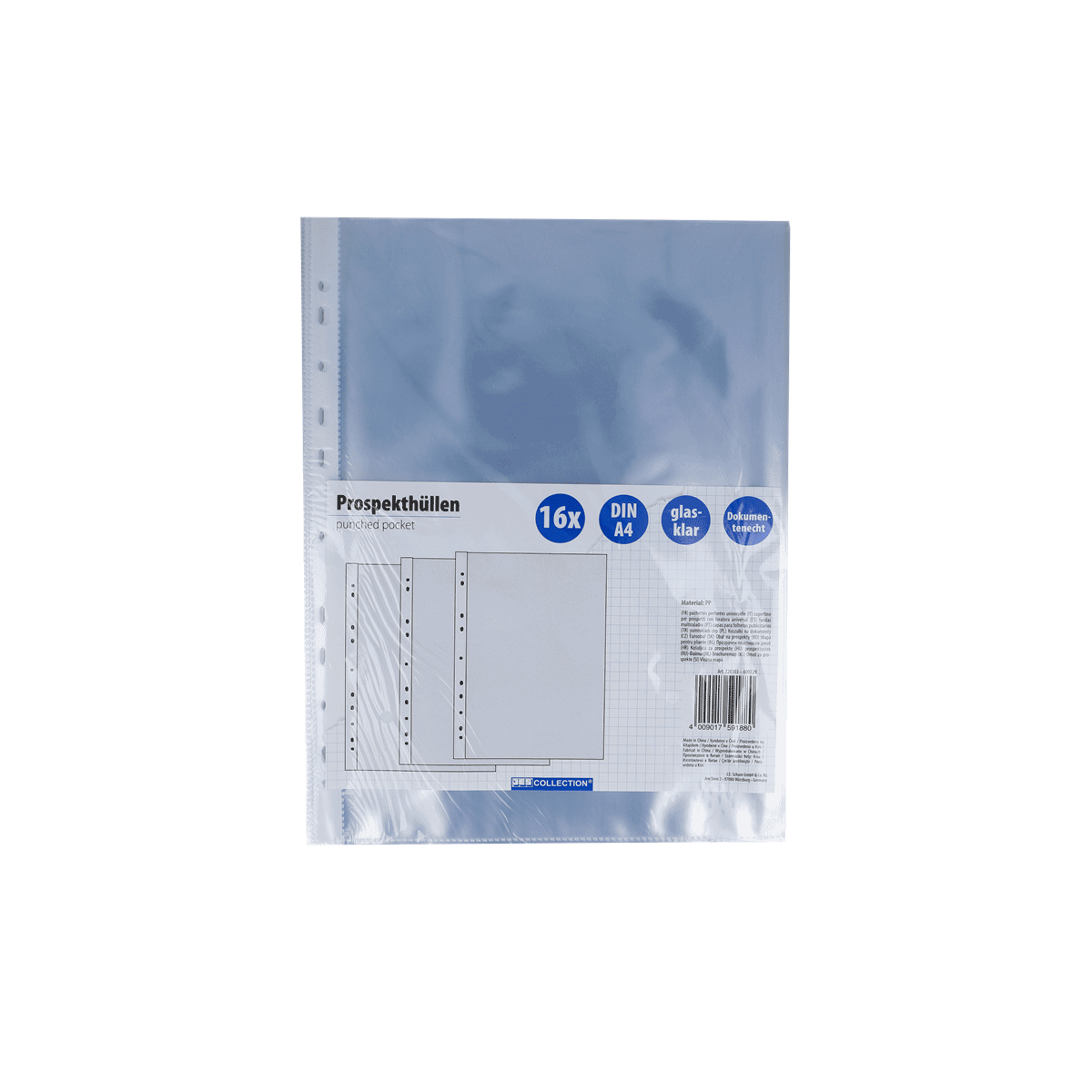 Hülse, Ordner, Prospekthüllen, DIN A4, gepuncht, Spitzer Ordner, Prot bag, DIN A4, Pappeinlage, Hülle mit Lochung, Prospekthüllen, Punched pocket, DIN A4, Kunststoff, Transparente Tasche