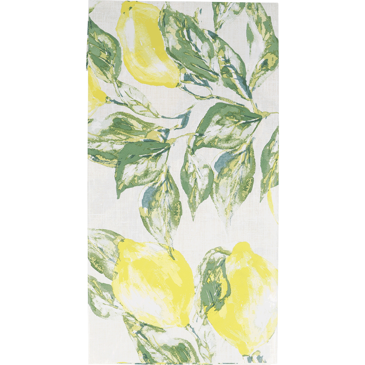 Lemonenmuster,  Blattmotiv,  Leinenstoff,  Gelbe Zitronen,  Botanischer Druck, leinen, tuch, gelb-grün muster, blatt-muster, stoff, Zitronen, Blätter, Obst, Stoff, Leinen