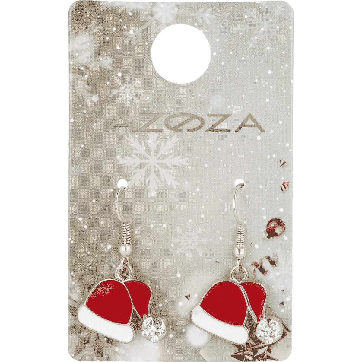 Weihnachtsohrringe, Nikolausmütze, rote Ohrhänger, Strasssteine, Metall