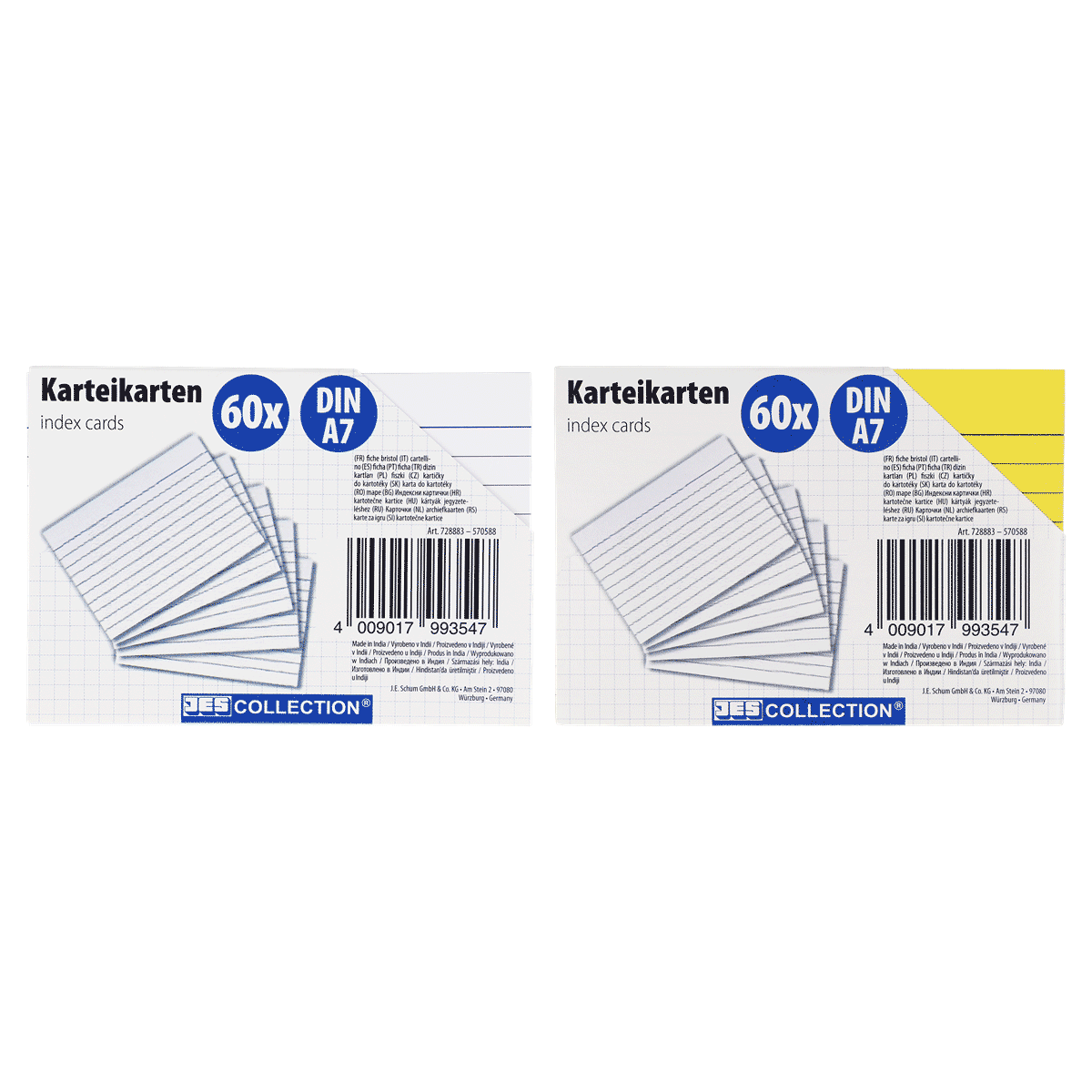 Karteikarten, Indexkarten, DIN A7, 60x, Papierkarten, Indexkarten, Kartenboxen, DIN A7, 60x, Boxen, Karten, Indexkarten, DIN A7, 60x, Kartenpackung