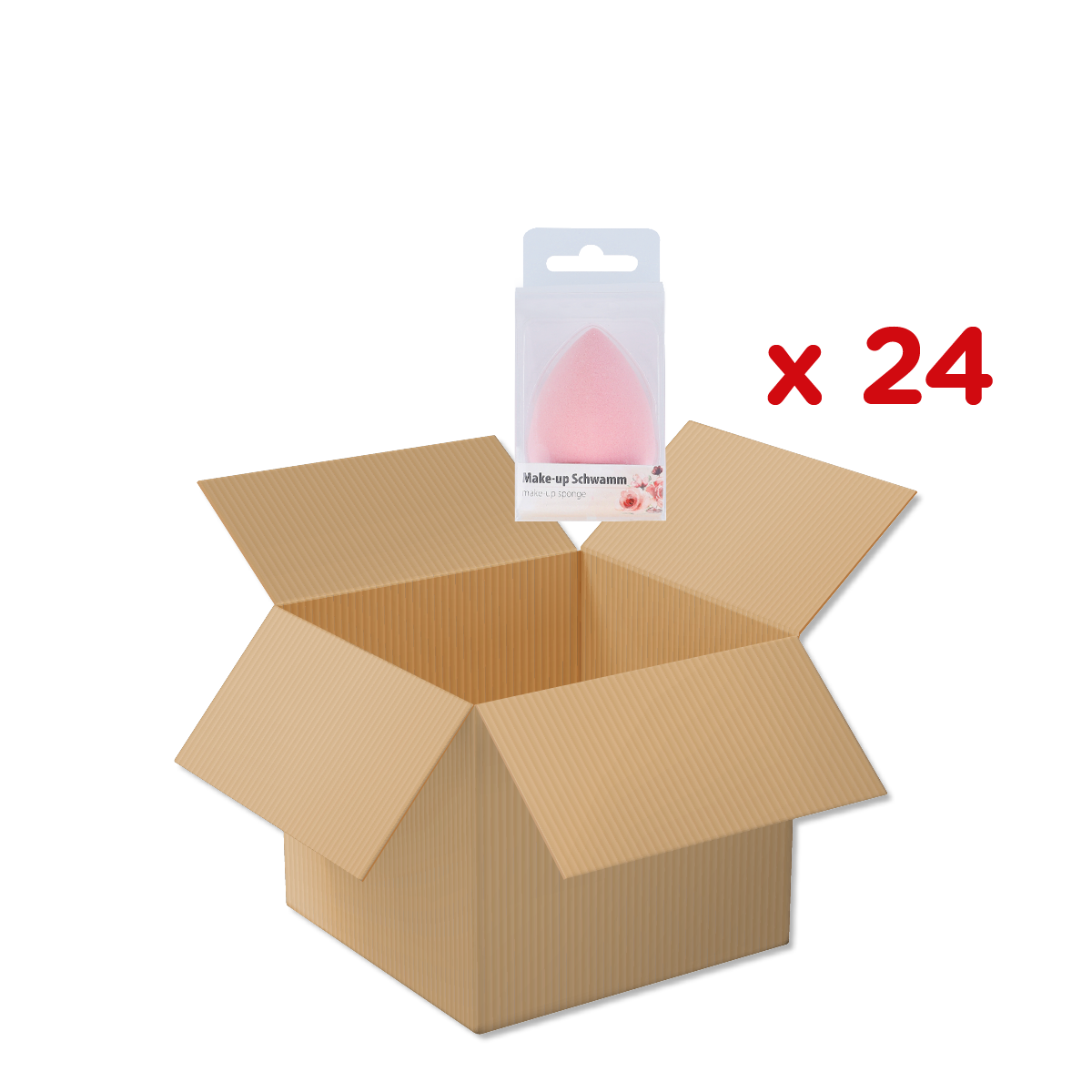 Make-up-Schwamm, Schminkpad, rosa, Blisterverpackung, Satz 24, Make-up-Schwamm, Rosa Schwamm, Blending-Schwamm, Kosmetikzubehör, Verpackter Gegenstand, Make-up Schwamm, Kosmetikschwamm, Rosa Schwamm, verpackter Schwamm, Box x24